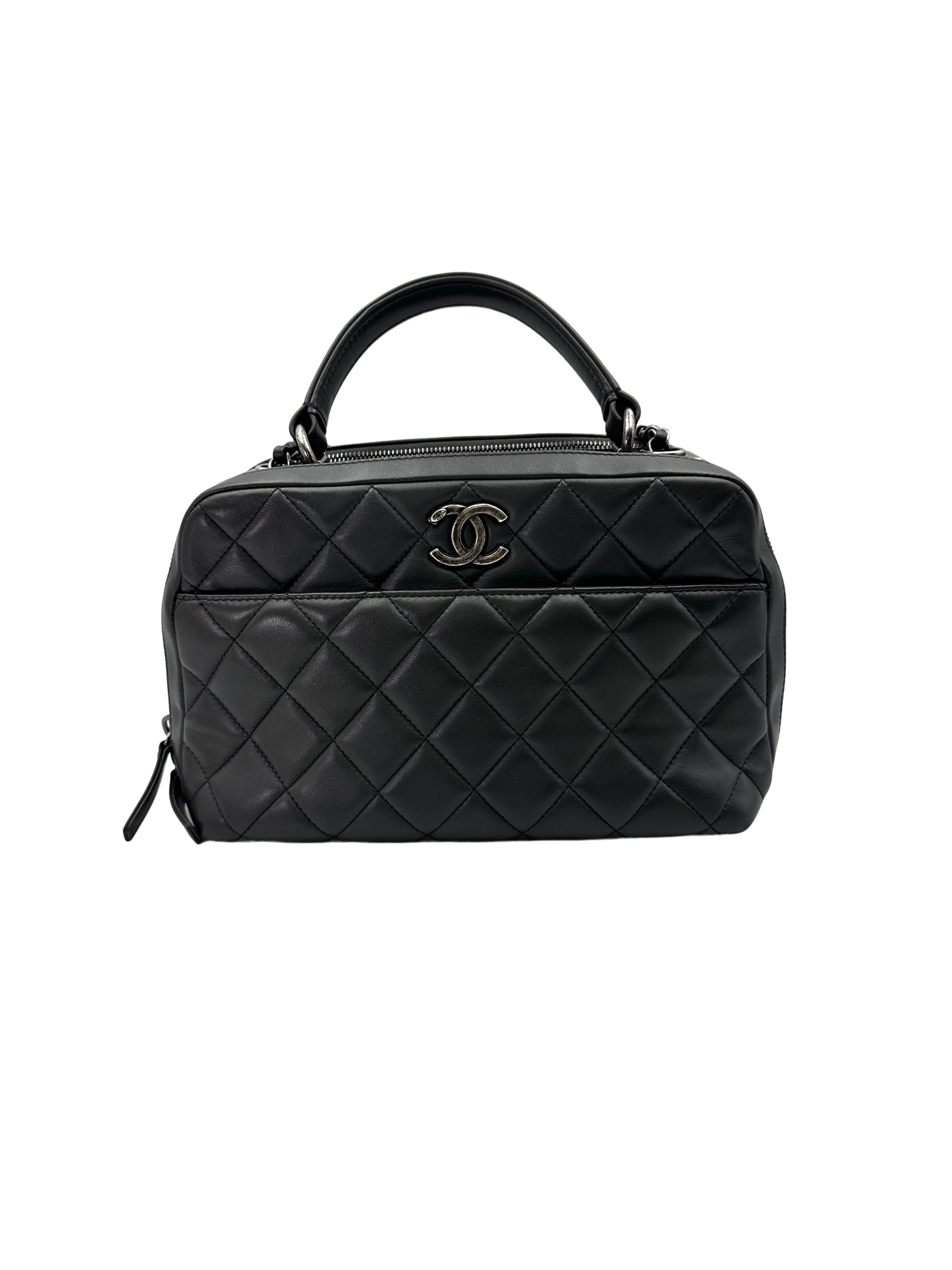 Chanel Trendy CC Black Quilted Lambskin Medium Size Bowling Bag(21***25) IRIS122