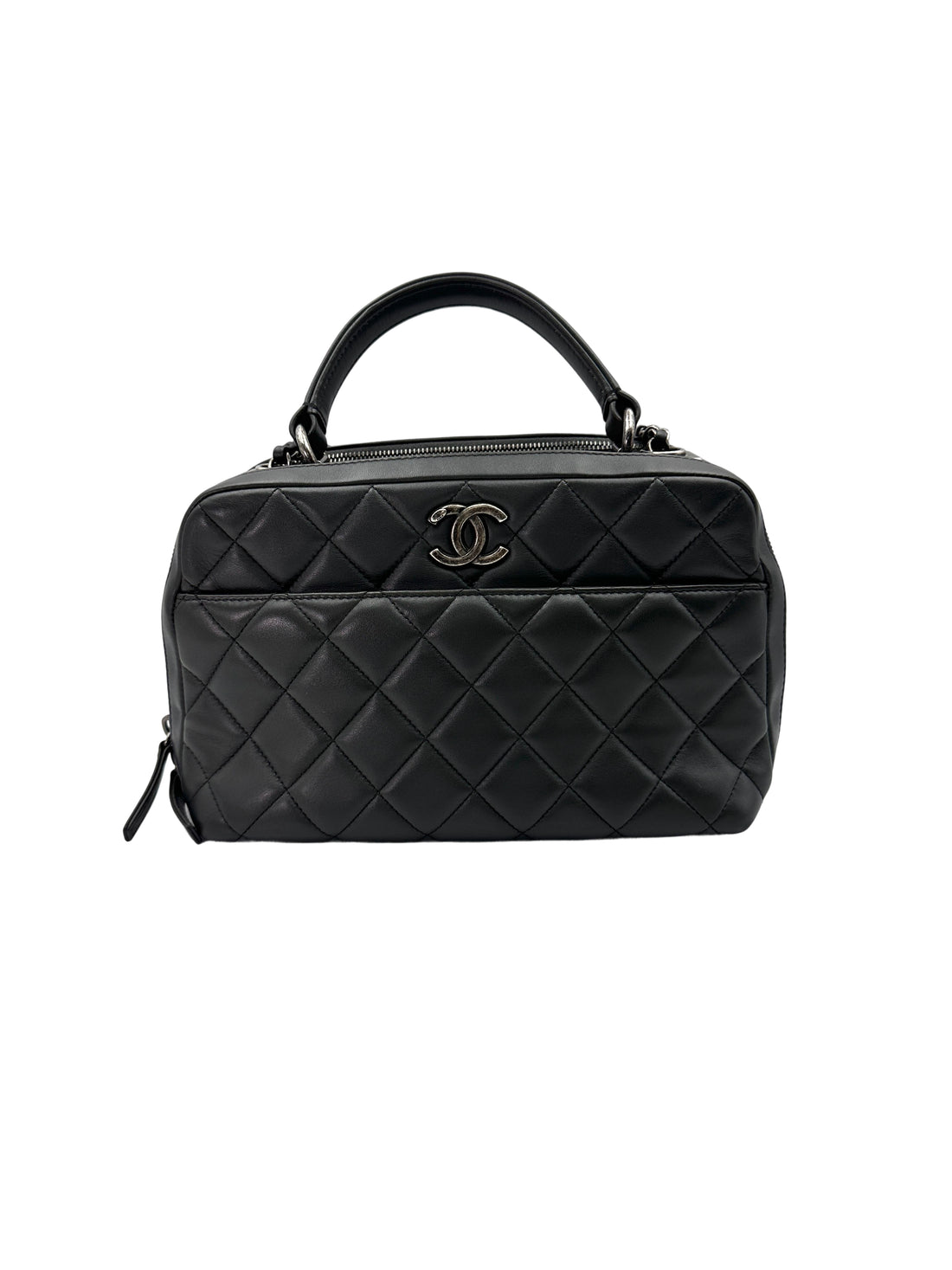 Chanel Trendy CC Black Quilted Lambskin Medium Size Bowling Bag(21***25) IRIS122