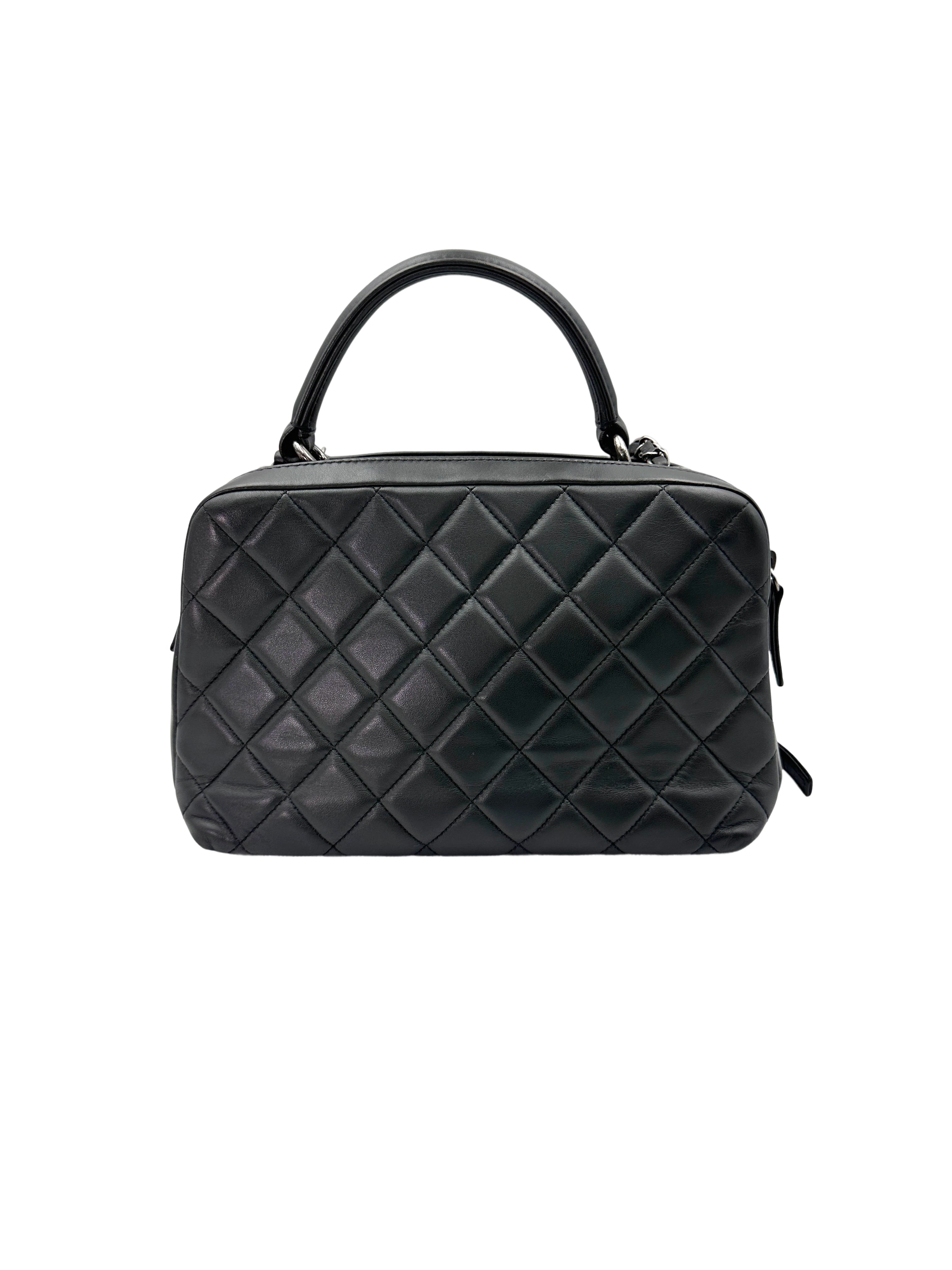 Chanel Trendy CC Black Quilted Lambskin Medium Size Bowling Bag(21***25) IRIS122