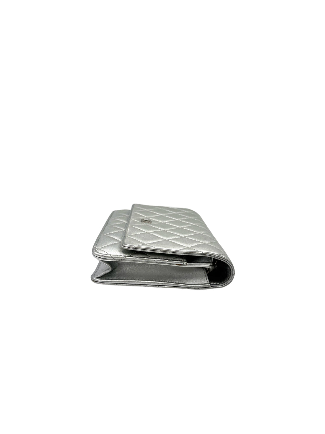 Chanel Metallic Silver Quilted Leather Wallet On Chain With Silver Buckle(18***70) CC1705