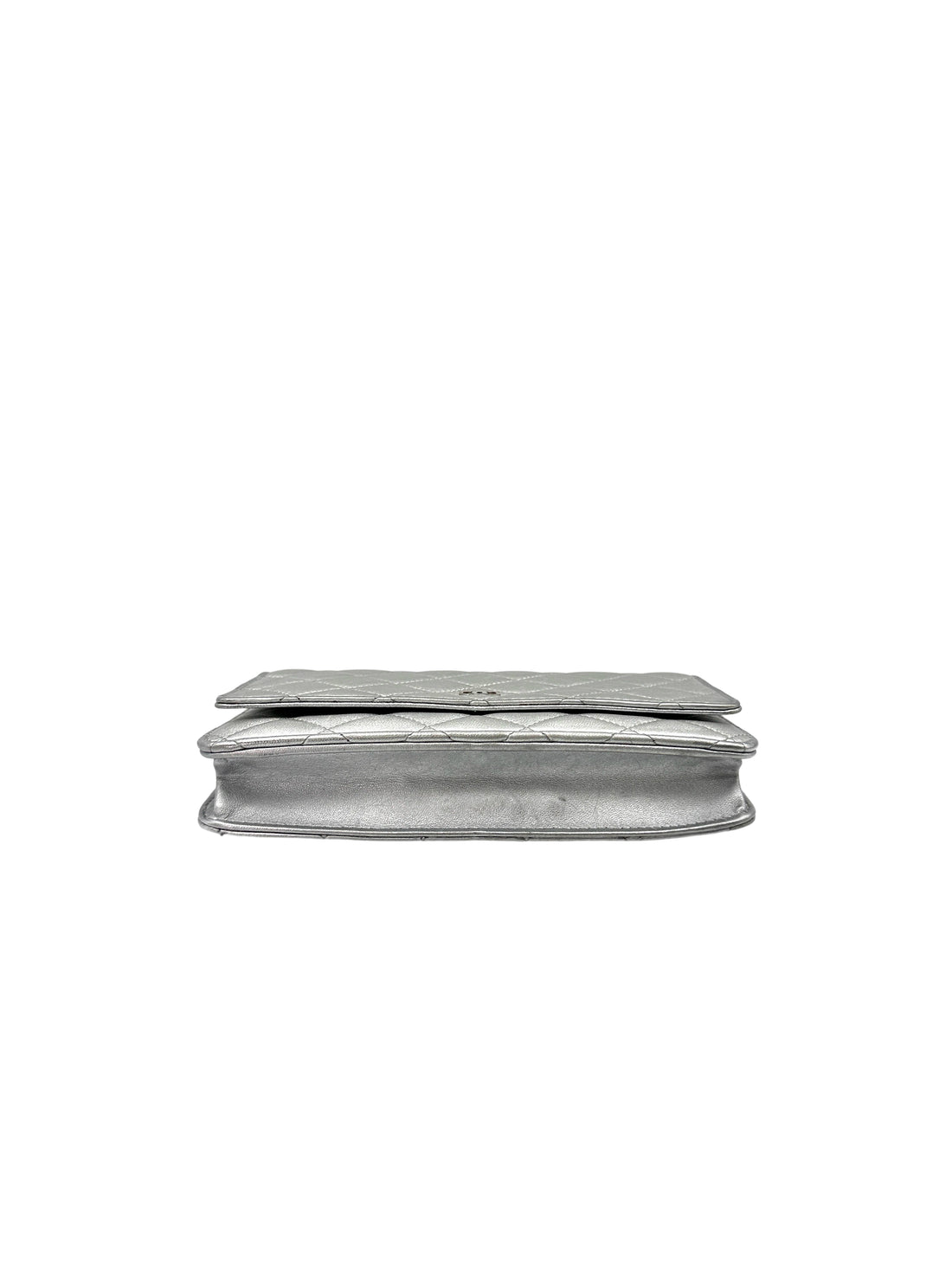 Chanel Metallic Silver Quilted Leather Wallet On Chain With Silver Buckle(18***70) CC1705