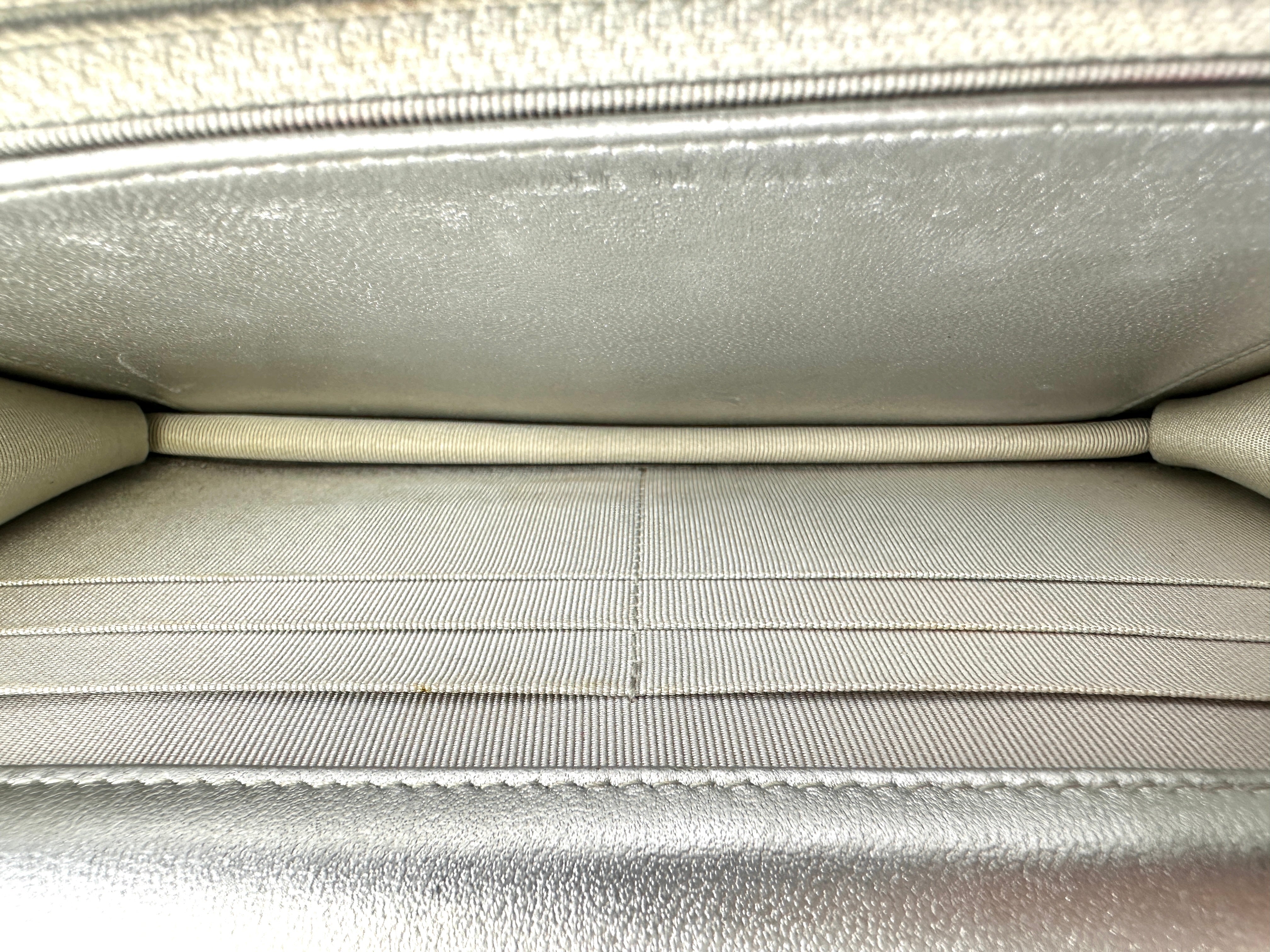 Chanel Metallic Silver Quilted Leather Wallet On Chain With Silver Buckle(18***70) CC1705