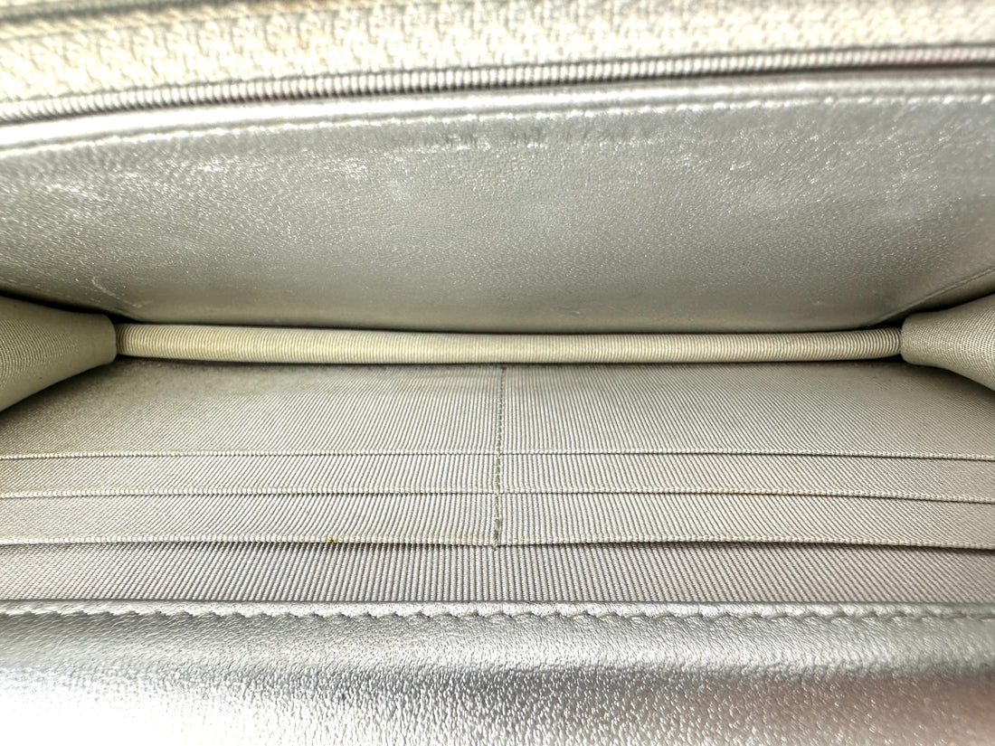 Chanel Metallic Silver Quilted Leather Wallet On Chain With Silver Buckle(18***70) CC1705