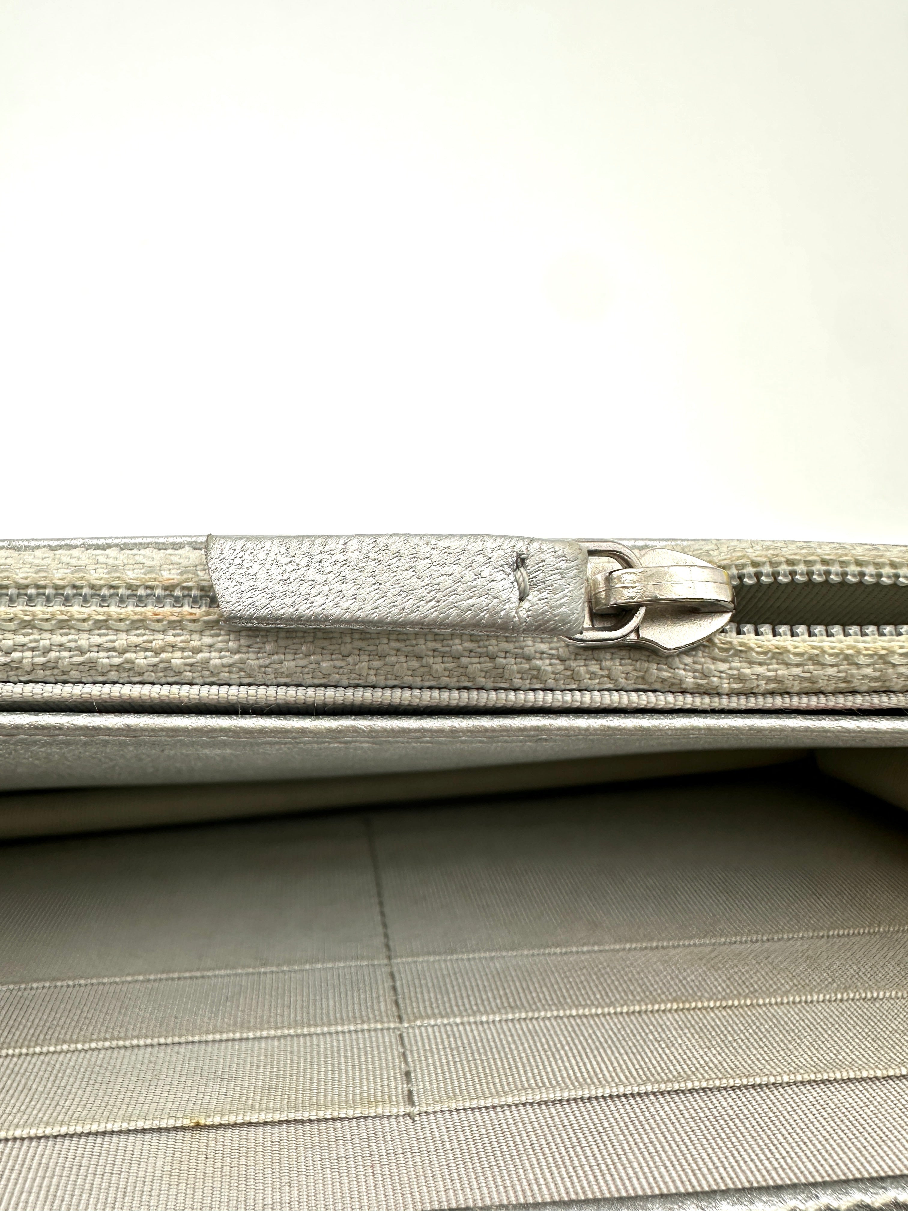 Chanel Metallic Silver Quilted Leather Wallet On Chain With Silver Buckle(18***70) CC1705