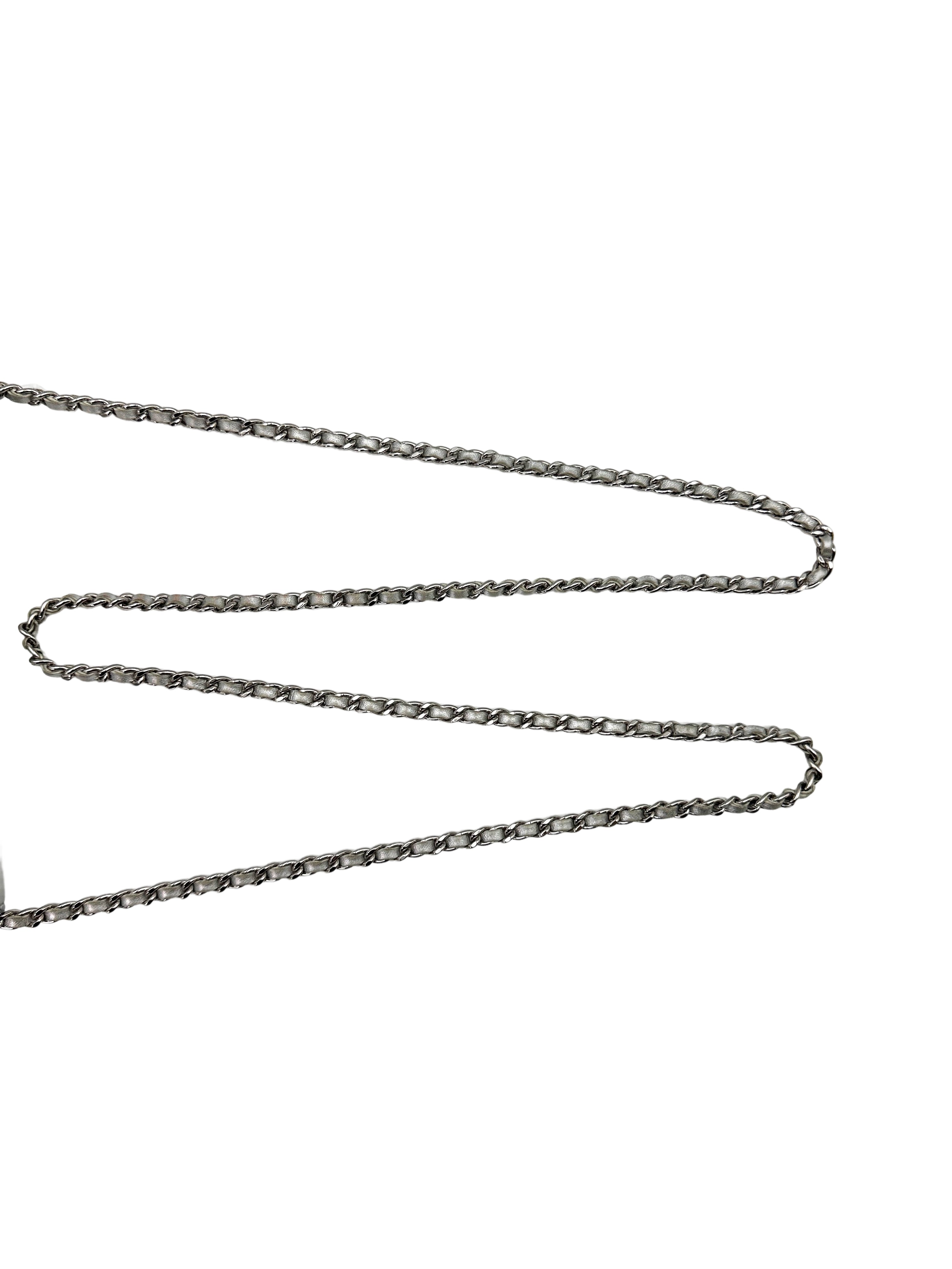 Chanel Metallic Silver Quilted Leather Wallet On Chain With Silver Buckle(18***70) CC1705