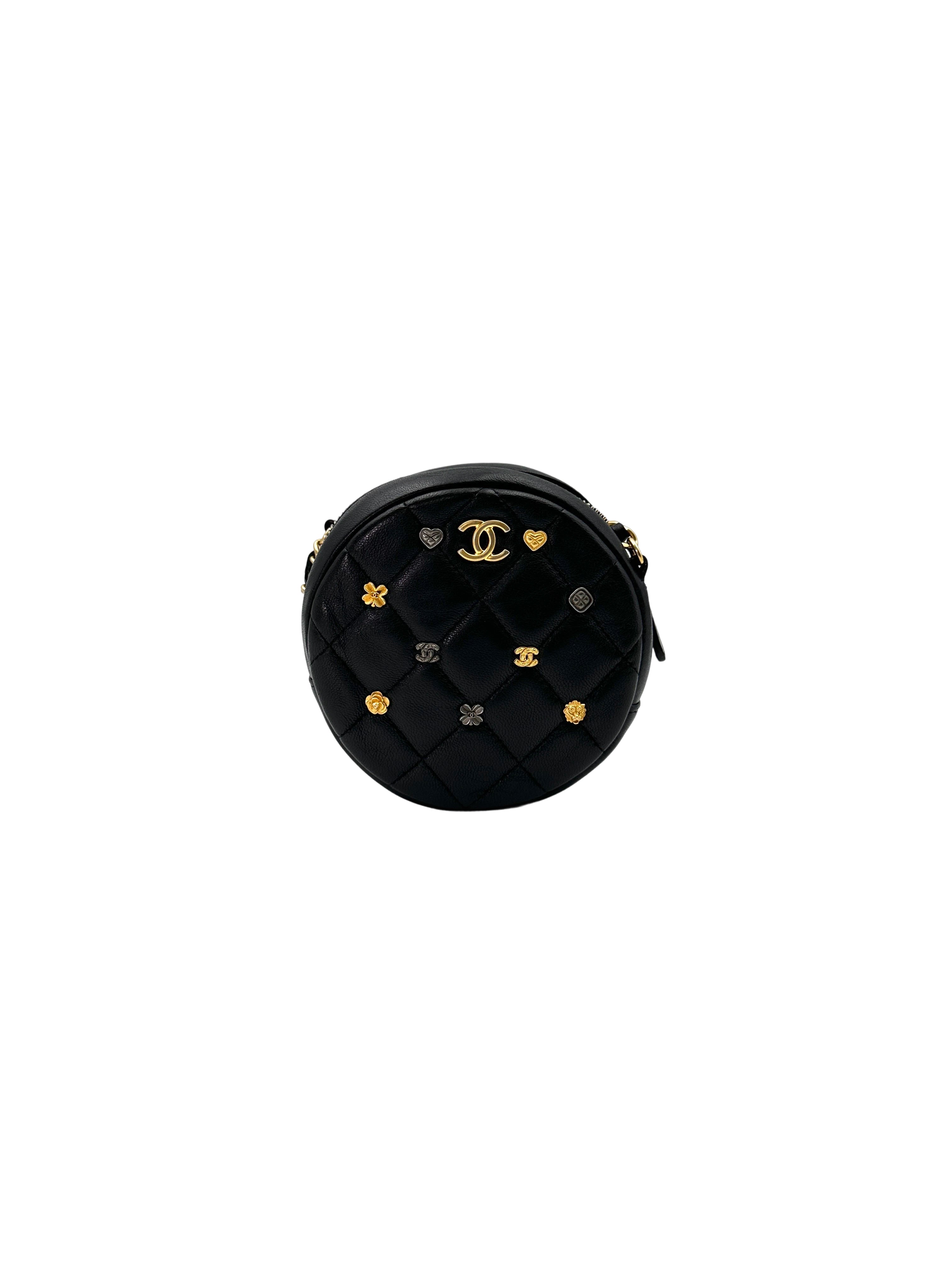 Chanel Black Quilted Lambskin Lucky Charms Round Clutch With Chain(26***38) CC1706
