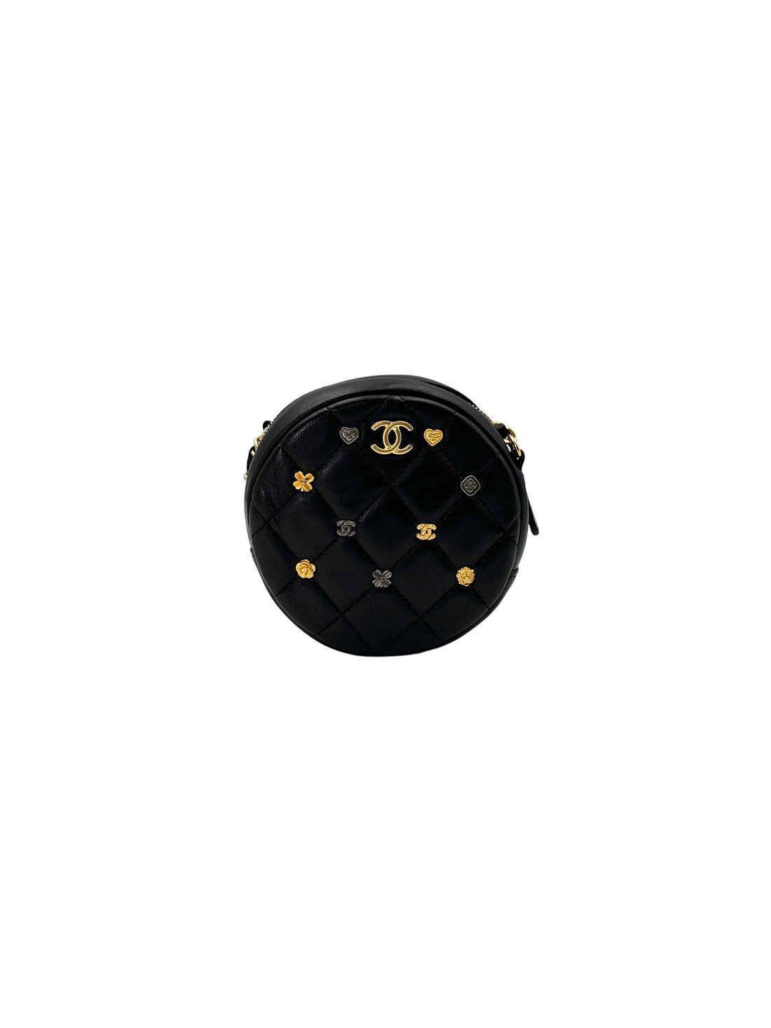 Chanel Black Quilted Lambskin Lucky Charms Round Clutch With Chain(26***38) CC1706