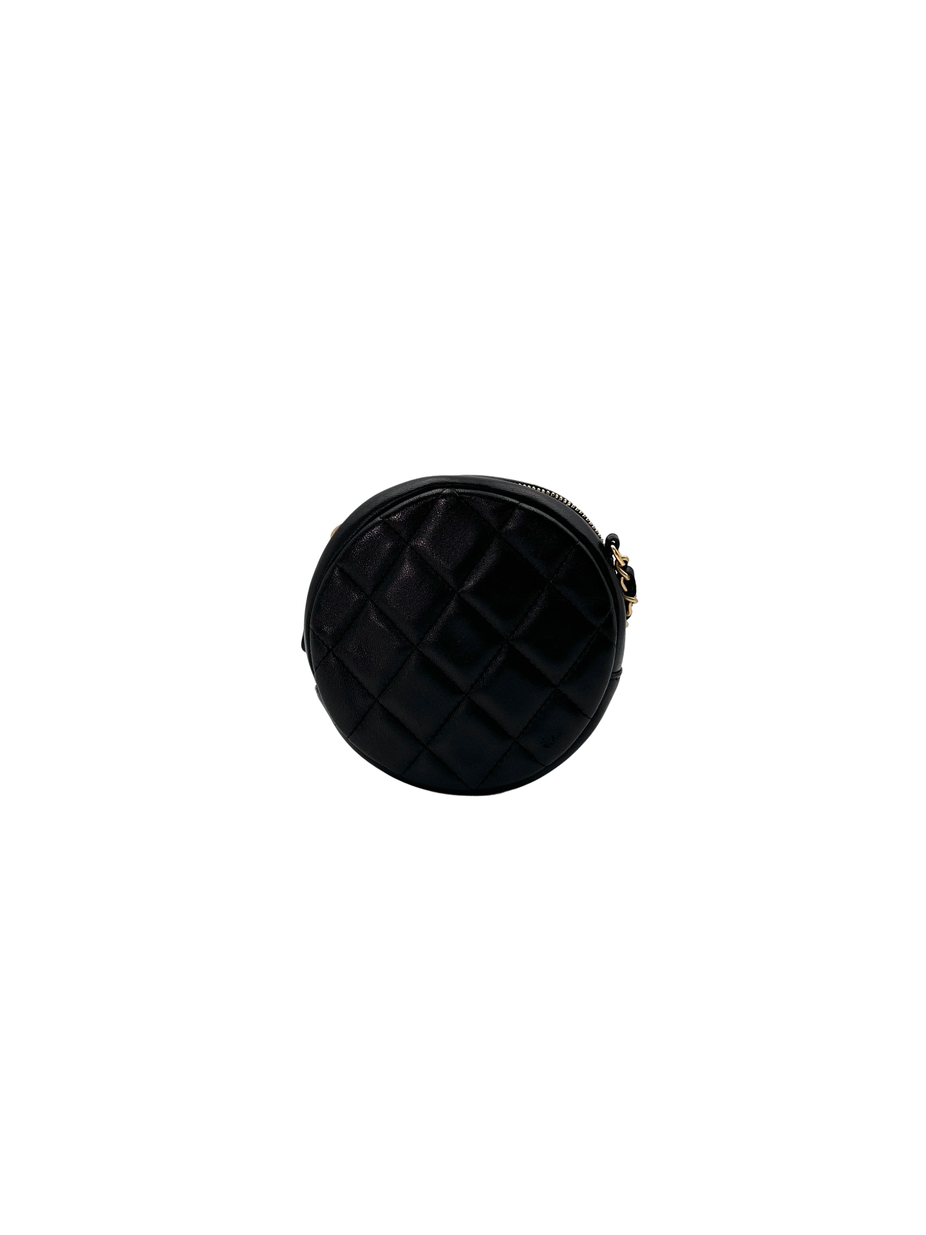 Chanel Black Quilted Lambskin Lucky Charms Round Clutch With Chain(26***38) CC1706