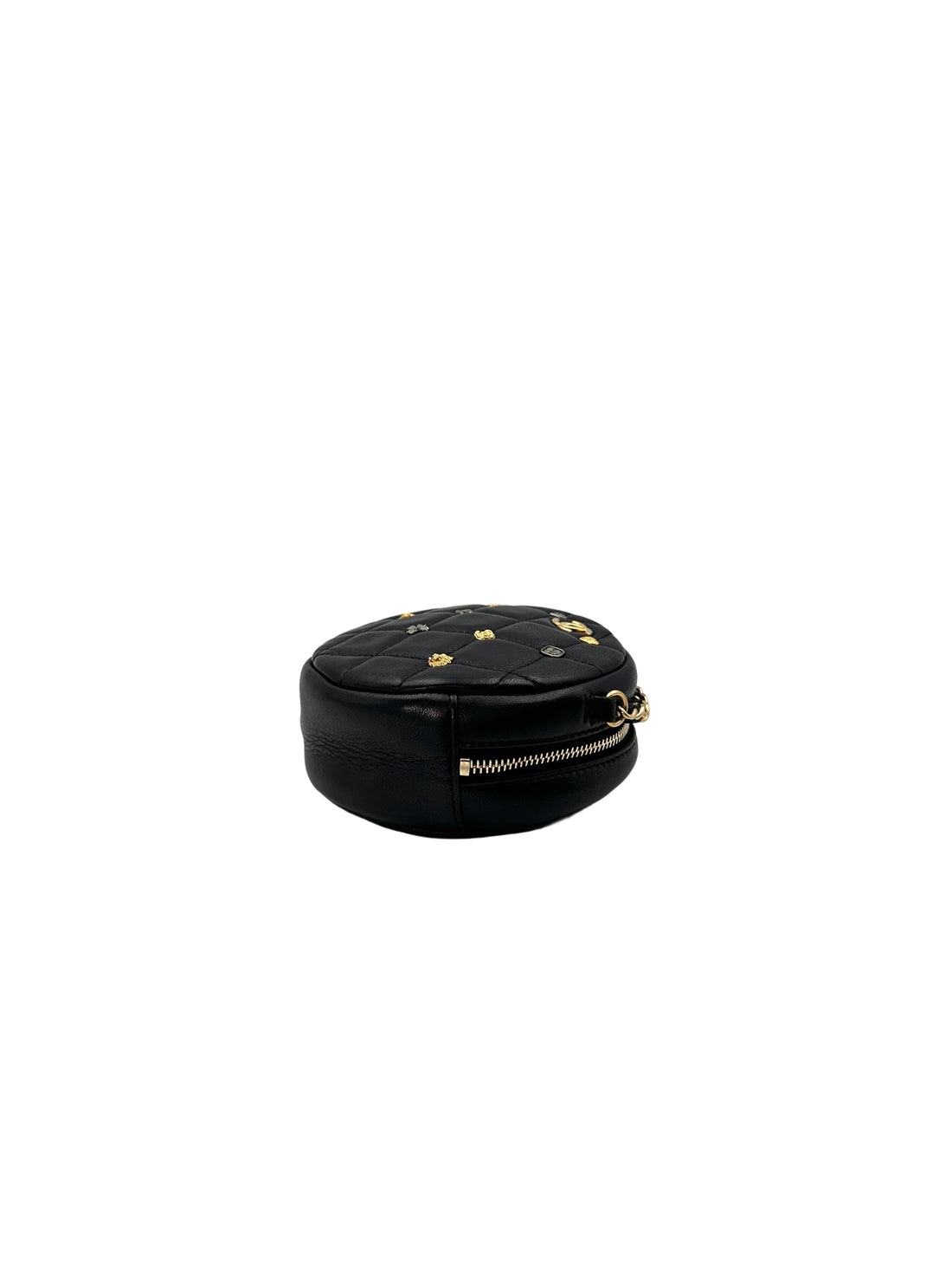 Chanel Black Quilted Lambskin Lucky Charms Round Clutch With Chain(26***38) CC1706