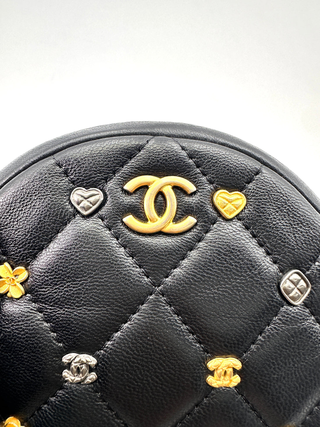 Chanel Black Quilted Lambskin Lucky Charms Round Clutch With Chain(26***38) CC1706
