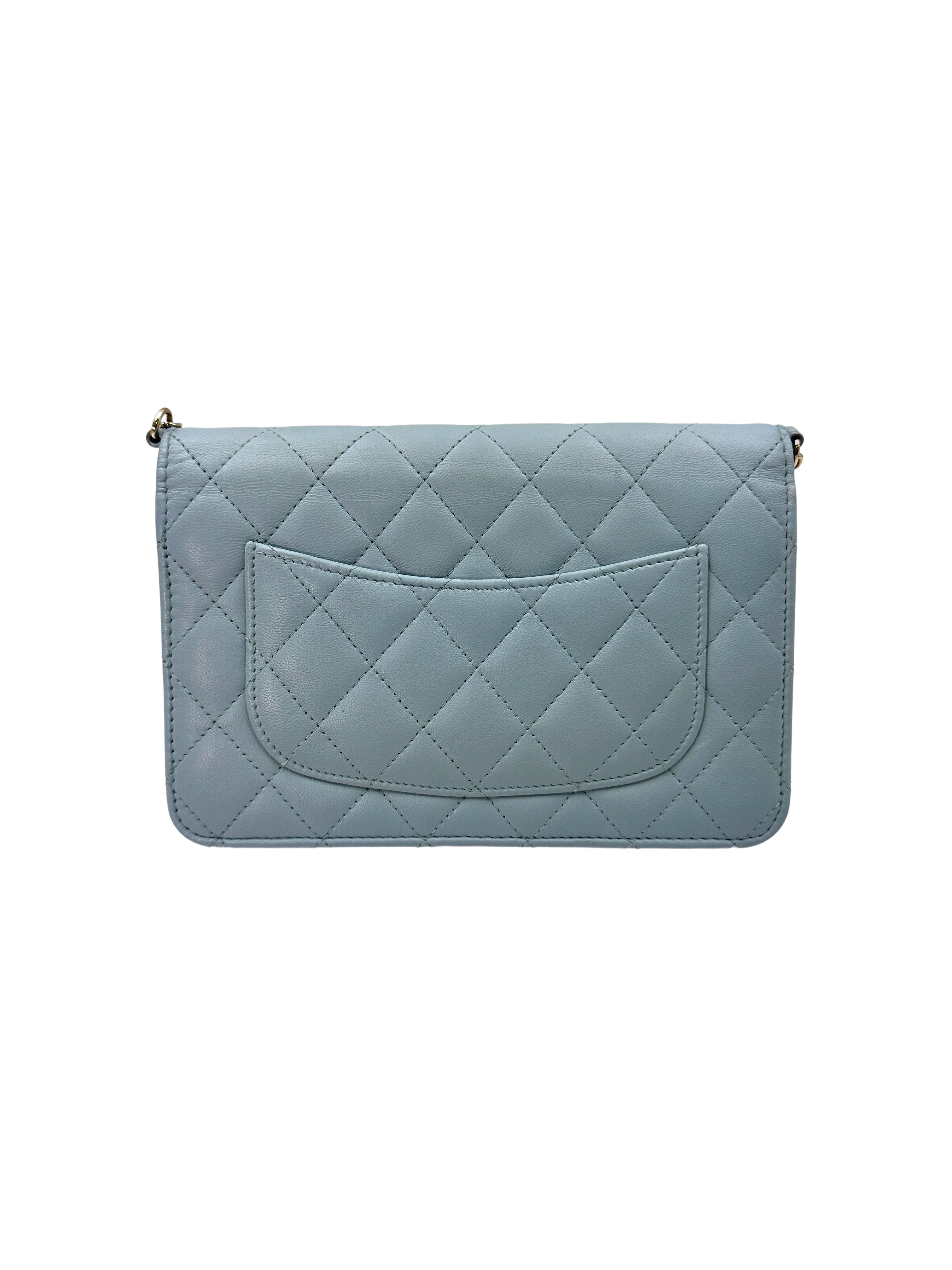 Chanel 22P Light Blue Quilted Lambskin Wallet On Chain(XL***XJ) IRIS139
