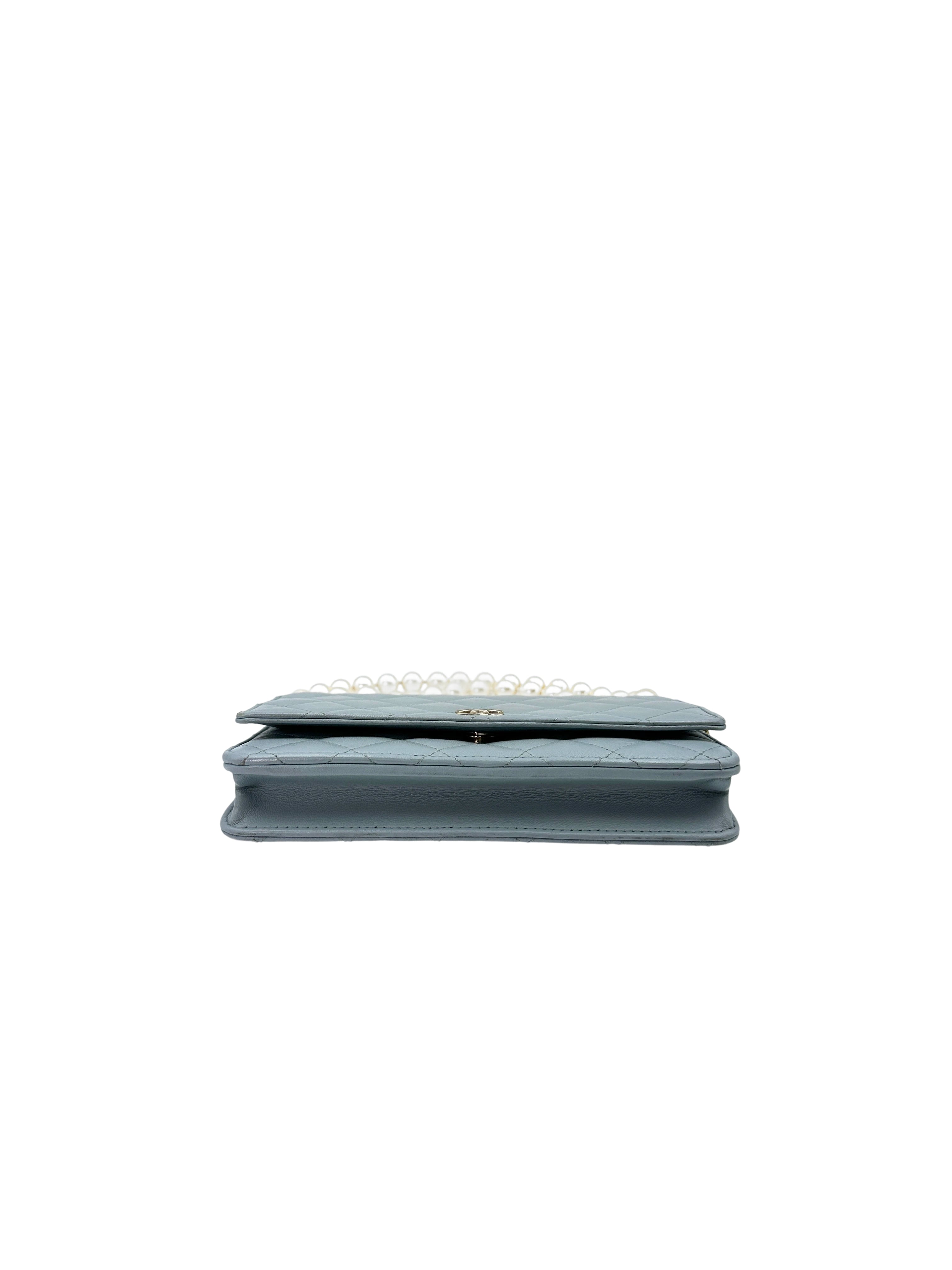 Chanel 22P Light Blue Quilted Lambskin Wallet On Chain(XL***XJ) IRIS139