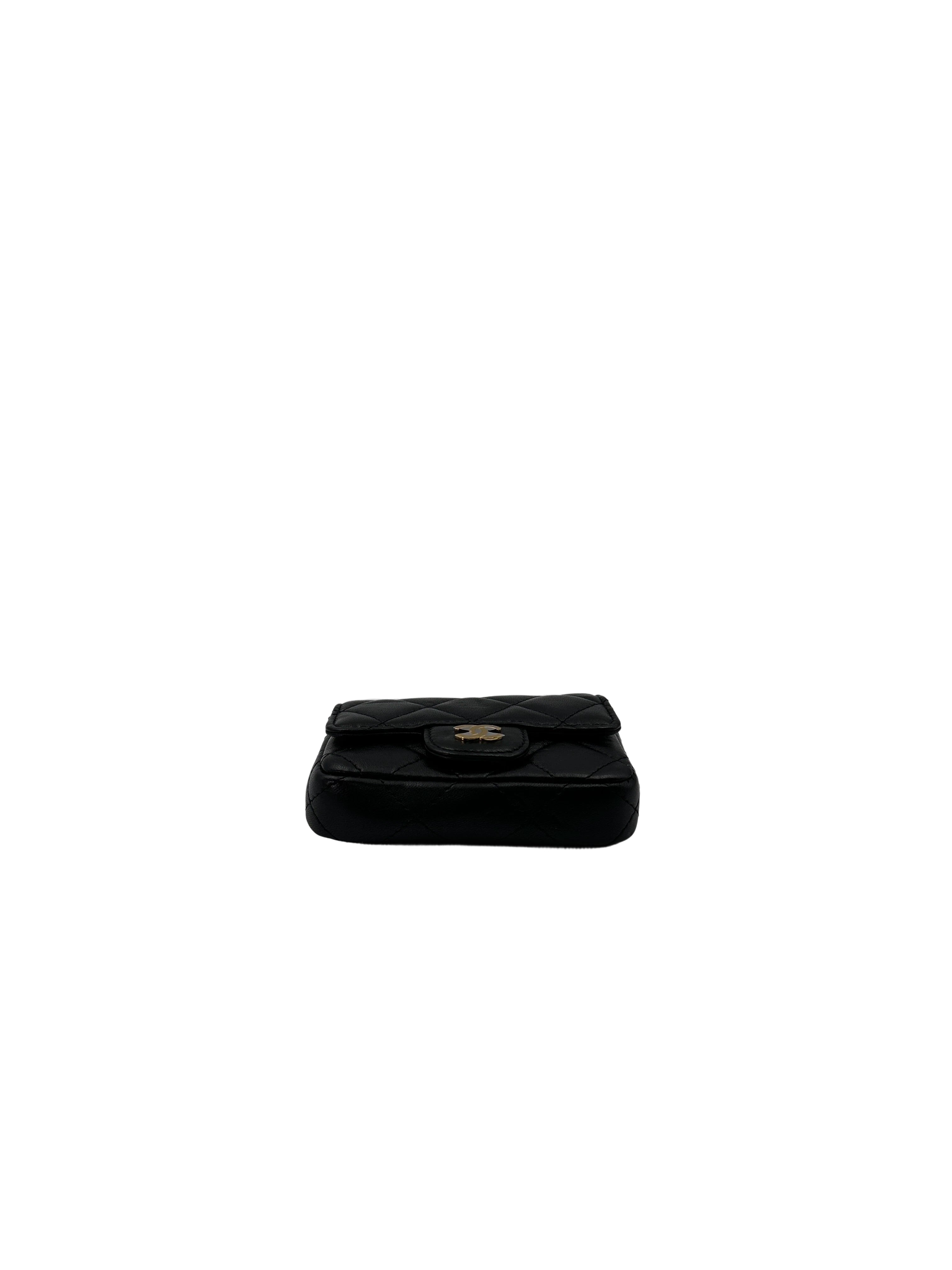 Chanel Micro Classic Flap Black Quilted Lambskin Belt Bag(UT***2A) CC1707
