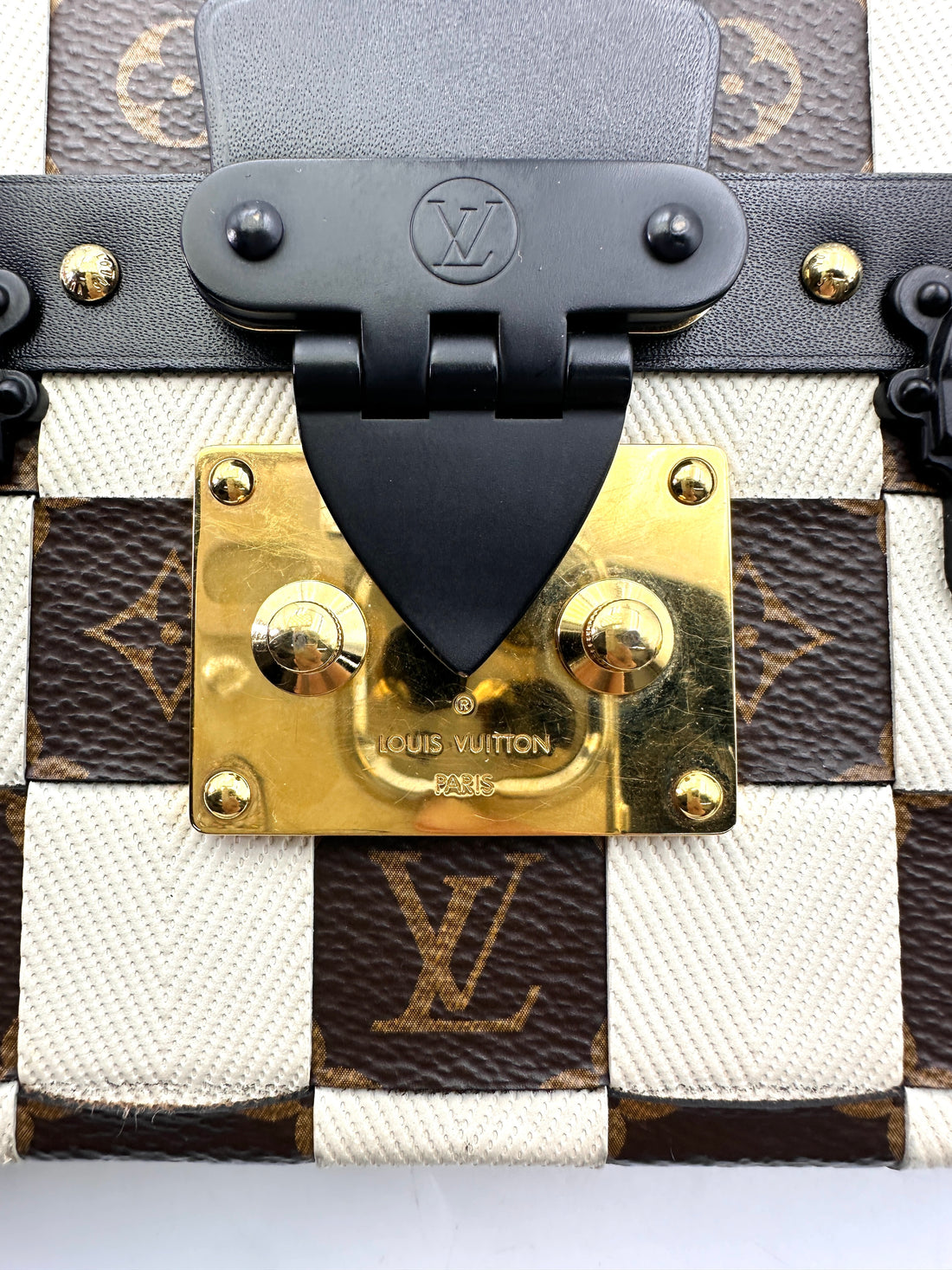 Louis Vuitton Petite Malle Damier Tressage Monogram & Leather Shoulder Bag IRIS141