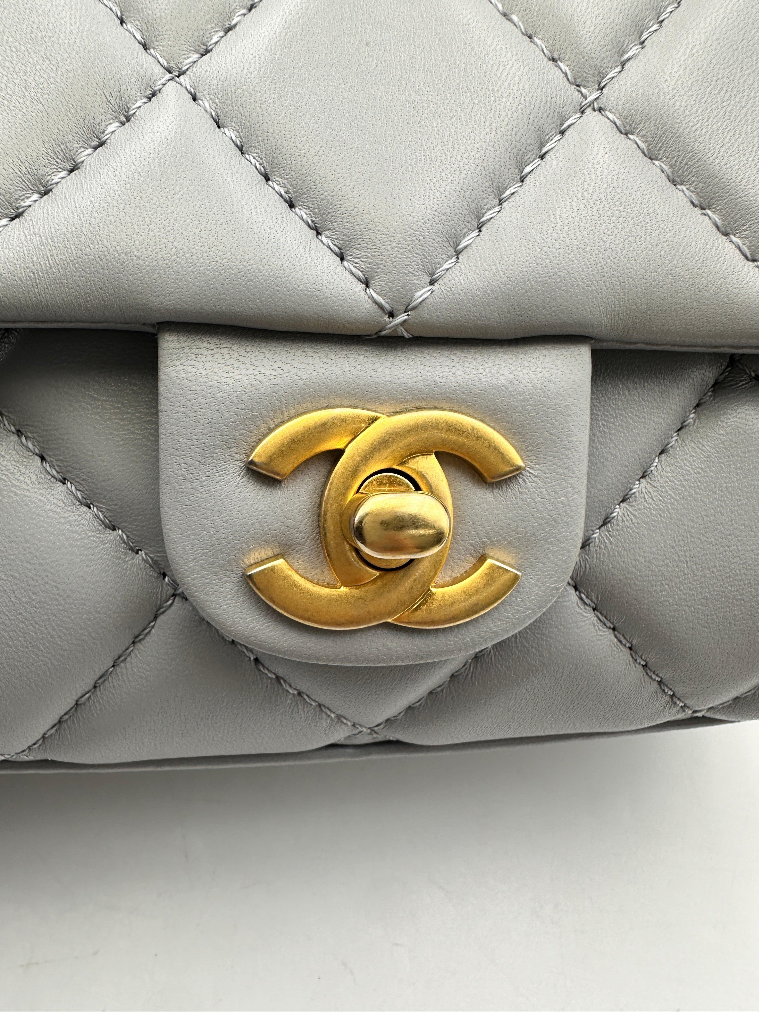 Chanel 23B Light Blue Quilted Leather Flap Bag With Gold Hardware(HH***J1) CC1710