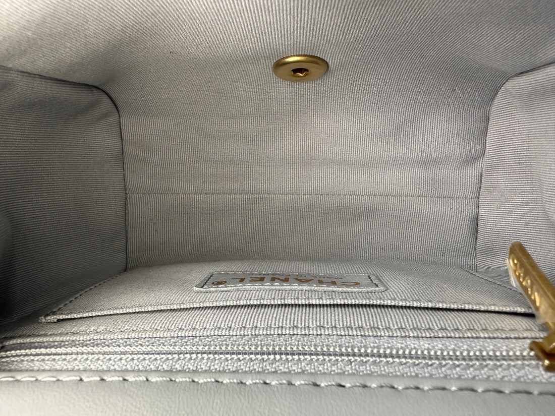 Chanel 23B Light Blue Quilted Leather Flap Bag With Gold Hardware(HH***J1) CC1710