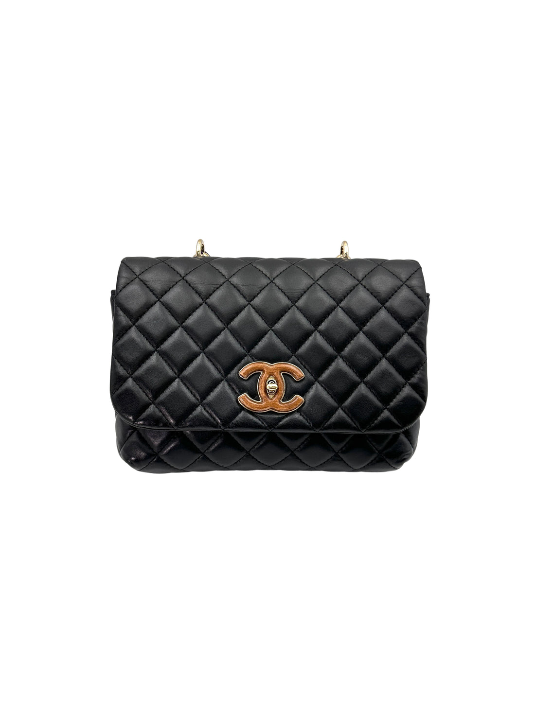 Chanel "Knock On Wood" Black Quilted Leather Top Handle Flap Bag(26***01) IRIS142
