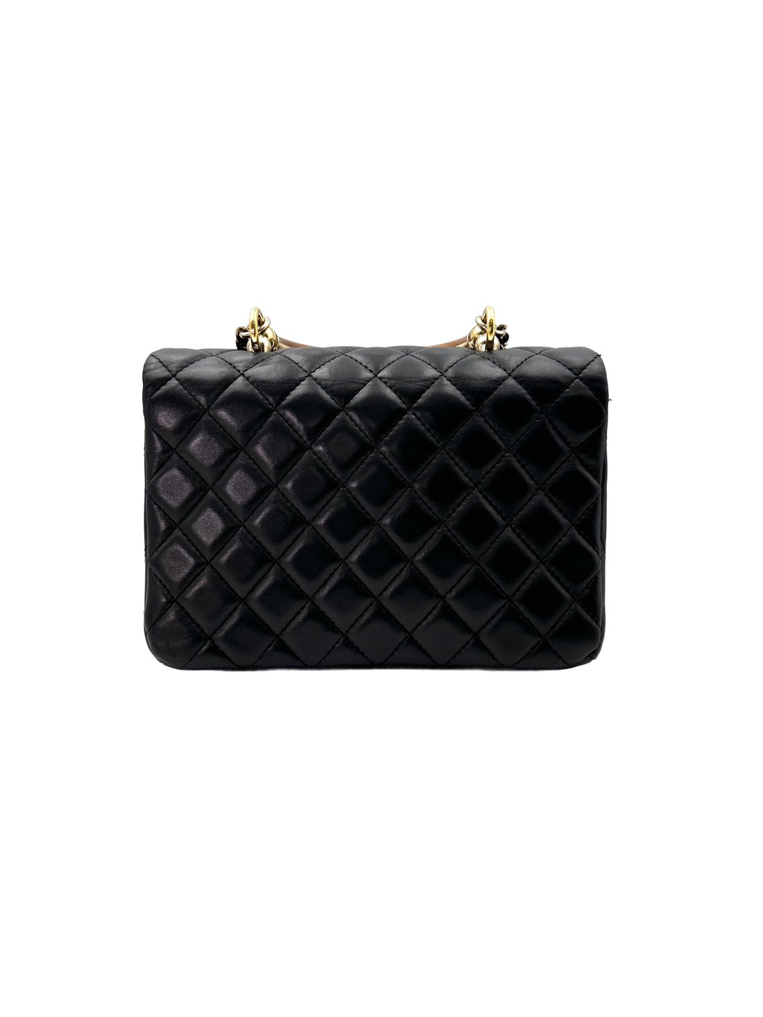 Chanel "Knock On Wood" Black Quilted Leather Top Handle Flap Bag(26***01) IRIS142