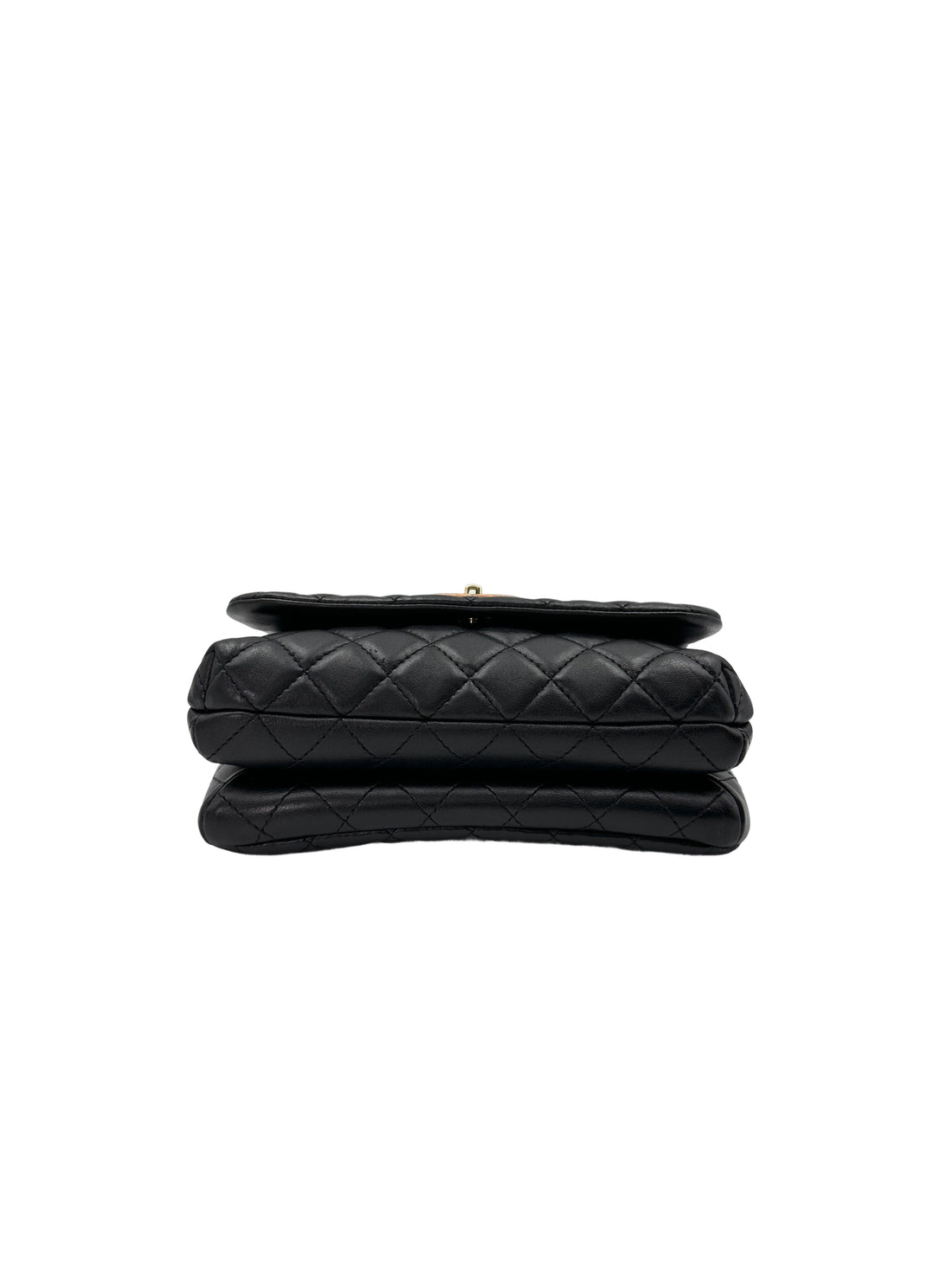 Chanel "Knock On Wood" Black Quilted Leather Top Handle Flap Bag(26***01) IRIS142