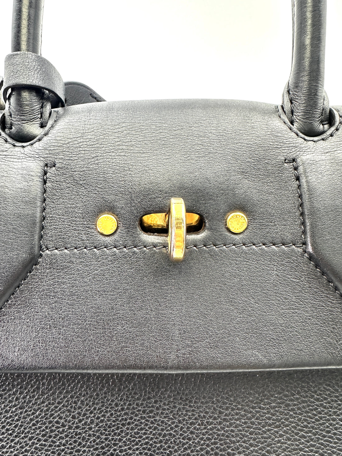 Louis Vuitton City Steamer Black Grained Leather Handle Bag With Gold Hardware LV2393