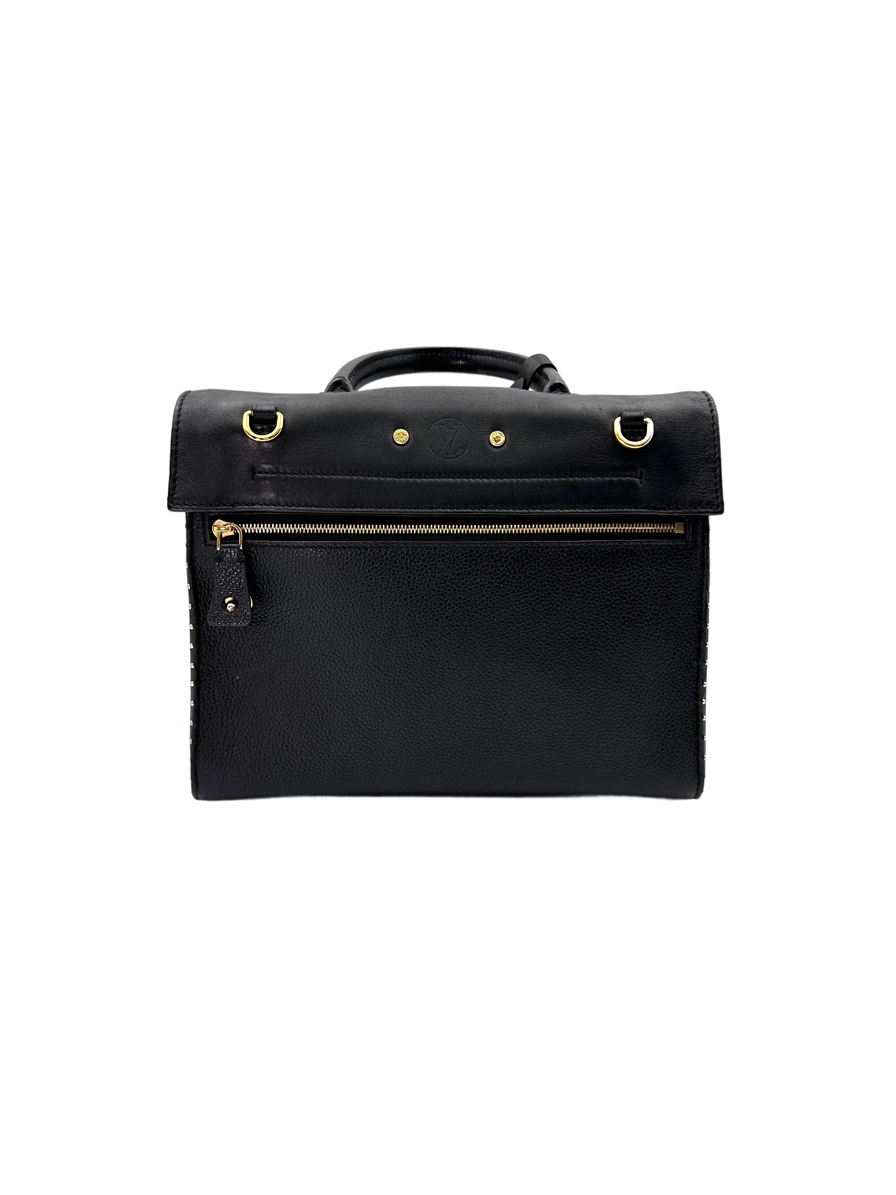 Louis Vuitton City Steamer Black Grained Leather Handle Bag With Gold Hardware LV2393