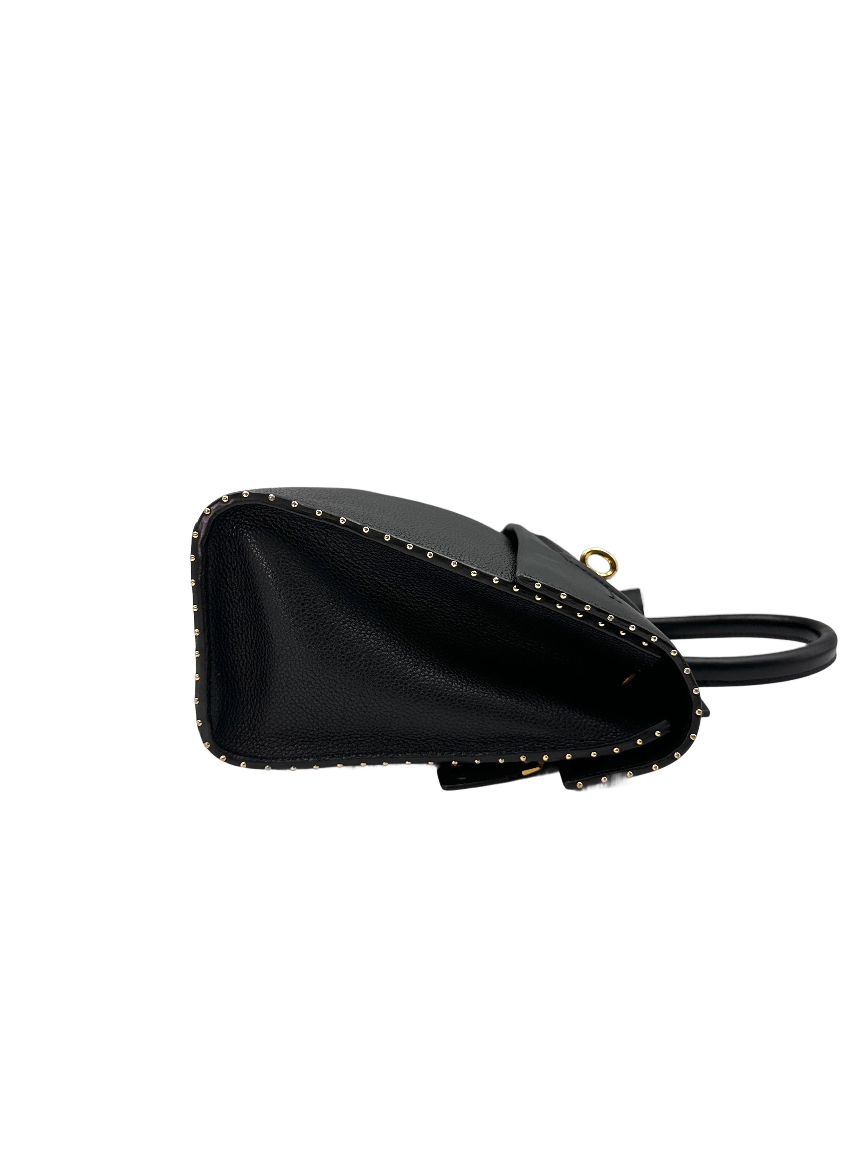 Louis Vuitton City Steamer Black Grained Leather Handle Bag With Gold Hardware LV2393