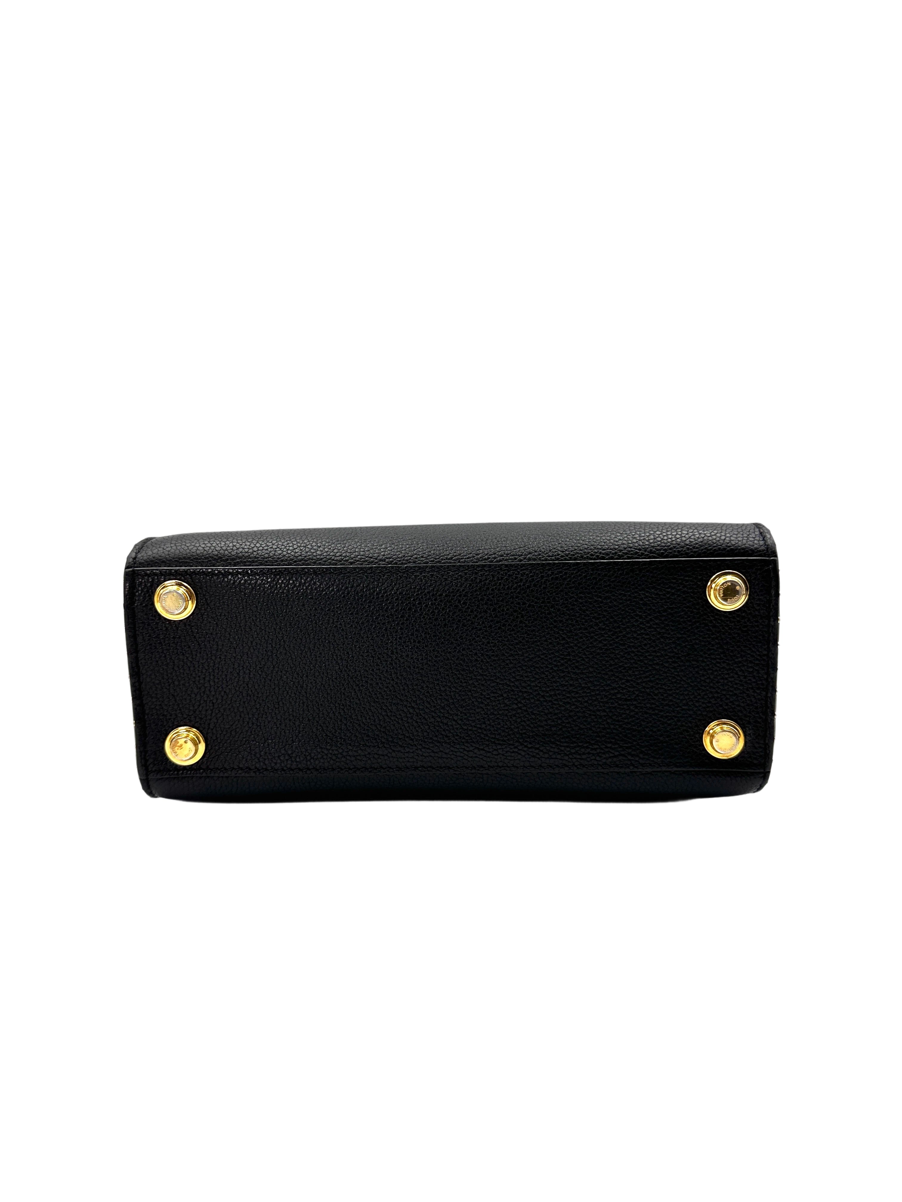 Louis Vuitton City Steamer Black Grained Leather Handle Bag With Gold Hardware LV2393