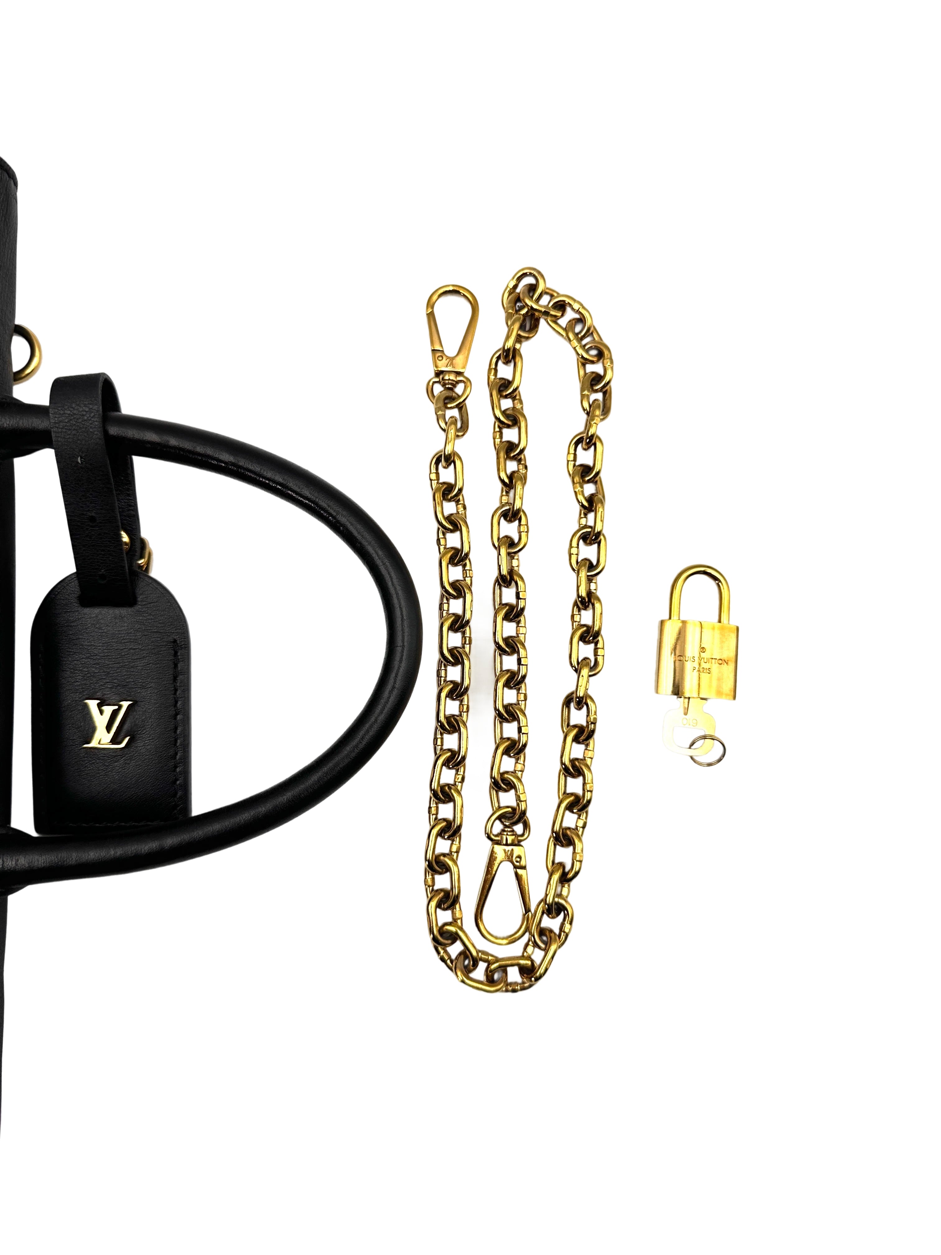 Louis Vuitton City Steamer Black Grained Leather Handle Bag With Gold Hardware LV2393