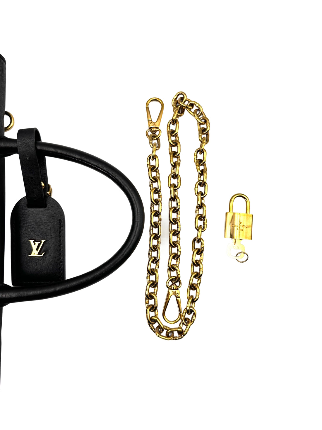 Louis Vuitton City Steamer Black Grained Leather Handle Bag With Gold Hardware LV2393