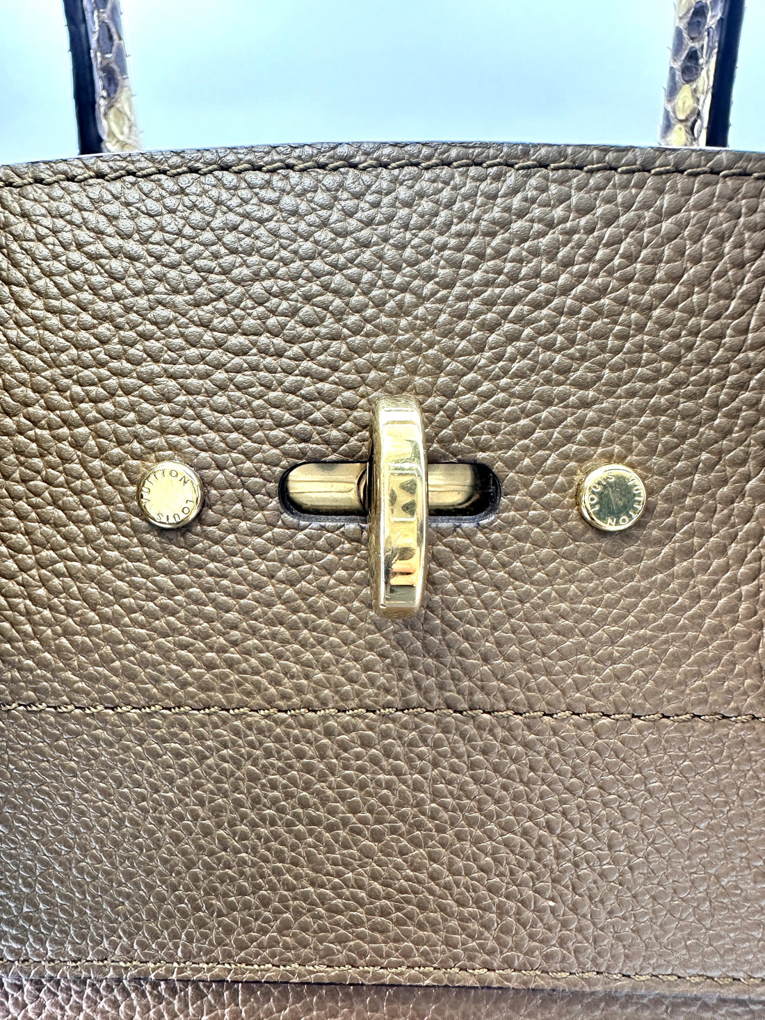 Louis Vuitton City Steamer MM Beige Taurillon Leather & Python Trim Handle Bag LV2389