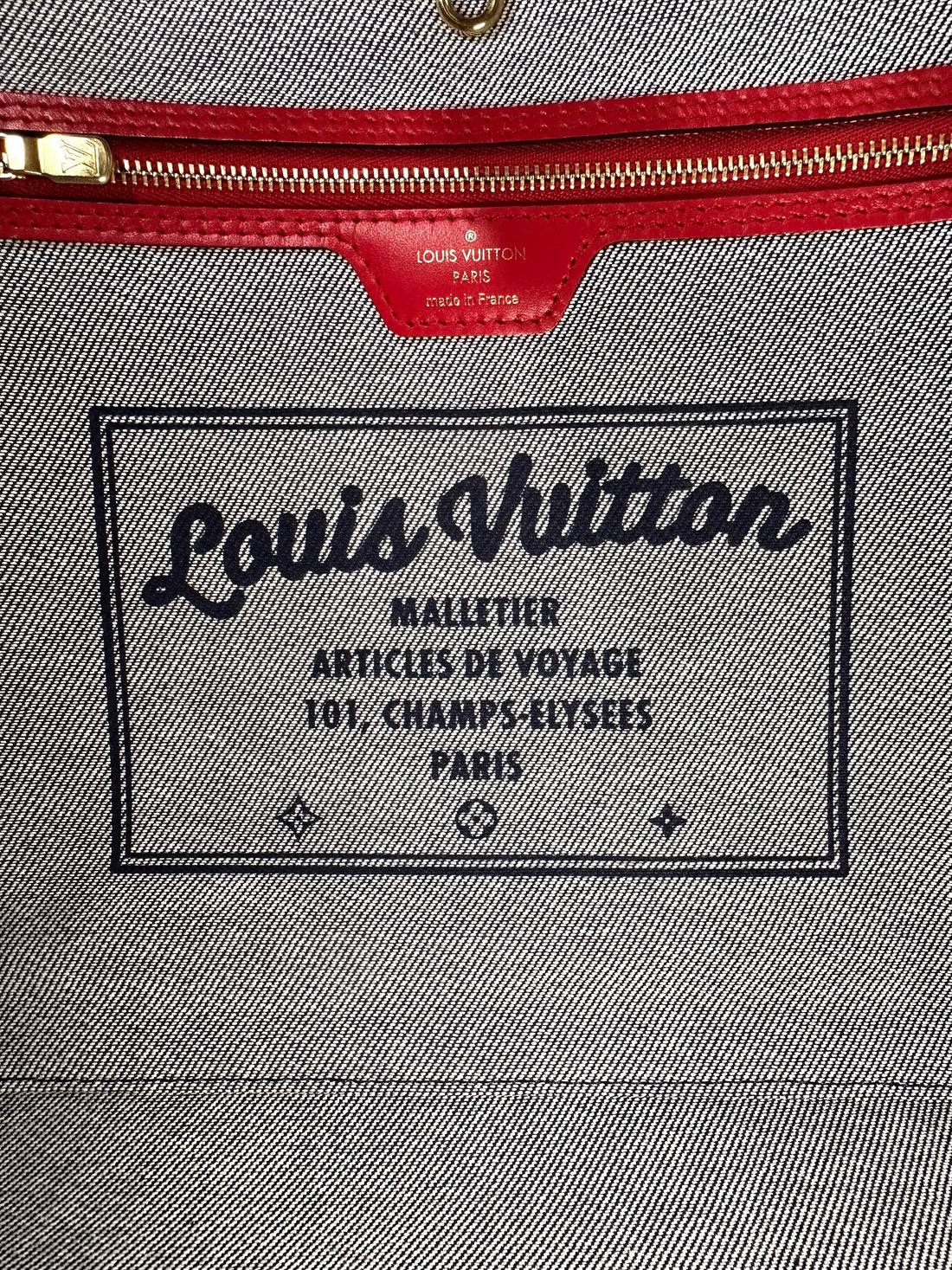 Louis Vuitton Neverfull Patchwork Monogram Denim Handle Bag LV2392