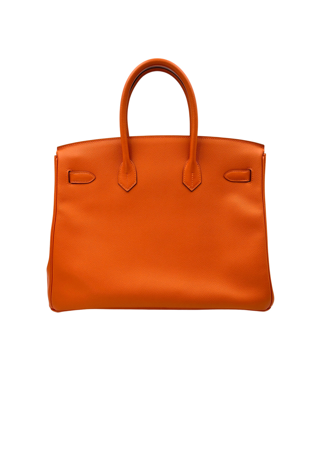 Hermes Birkin35 Orange Leather Handle Bag With Silver Hardware HR88