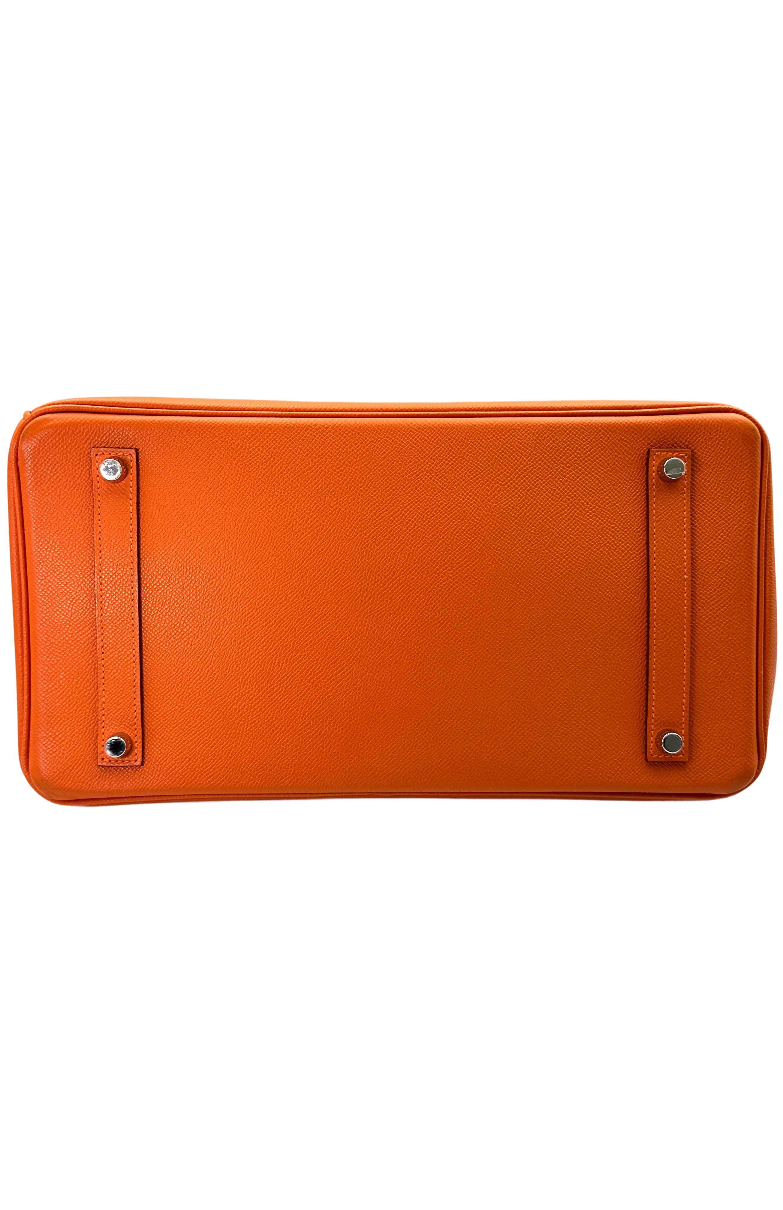 Hermes Birkin35 Orange Leather Handle Bag With Silver Hardware HR88