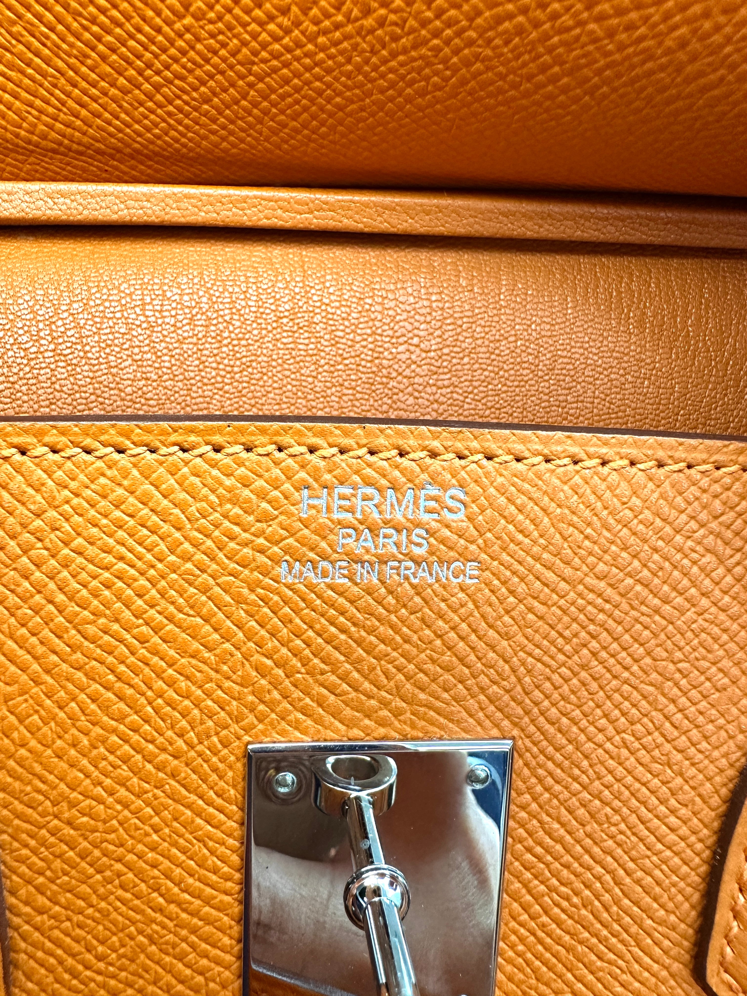 Hermes Birkin35 Orange Leather Handle Bag With Silver Hardware HR88