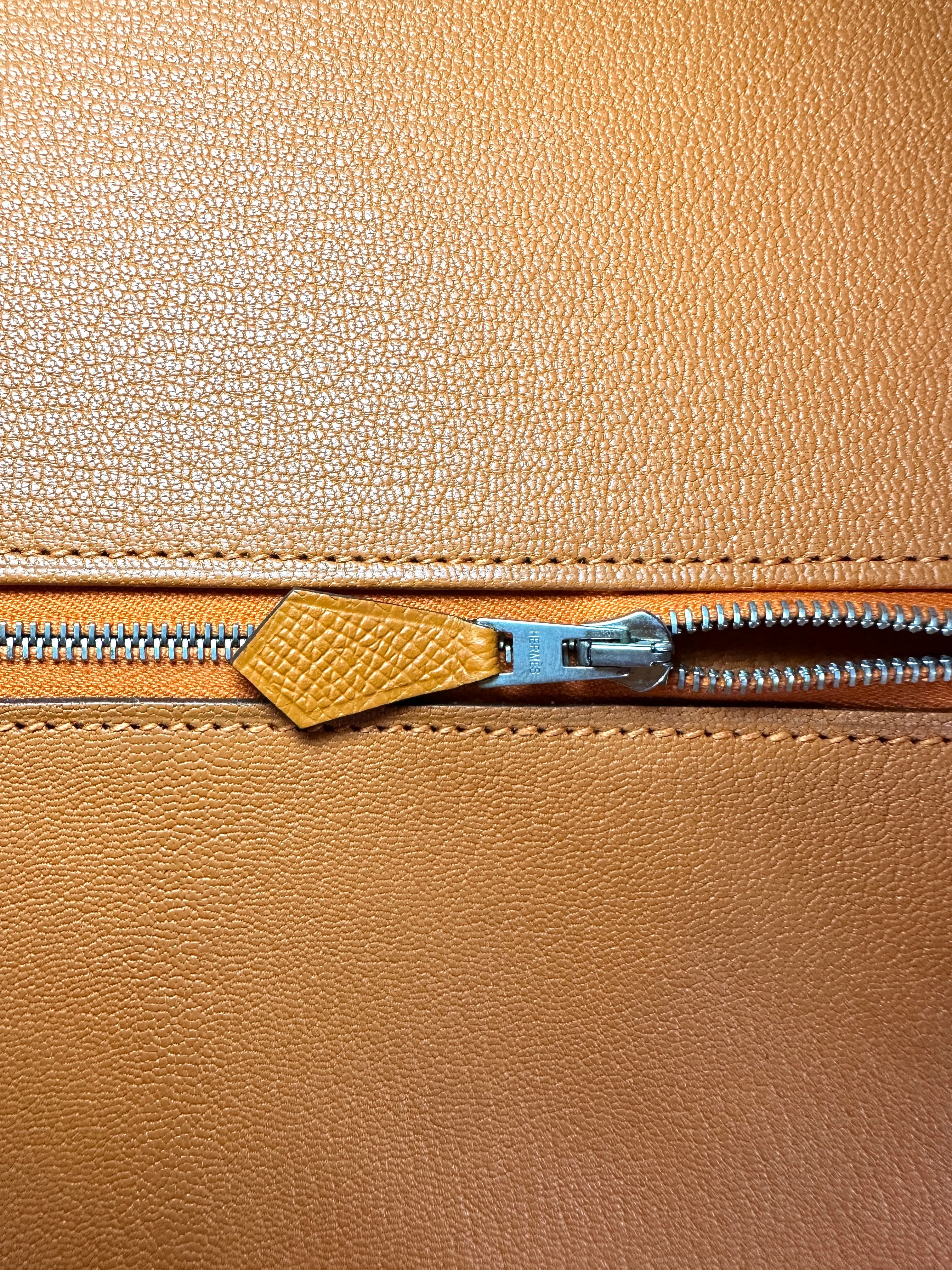 Hermes Birkin35 Orange Leather Handle Bag With Silver Hardware HR88