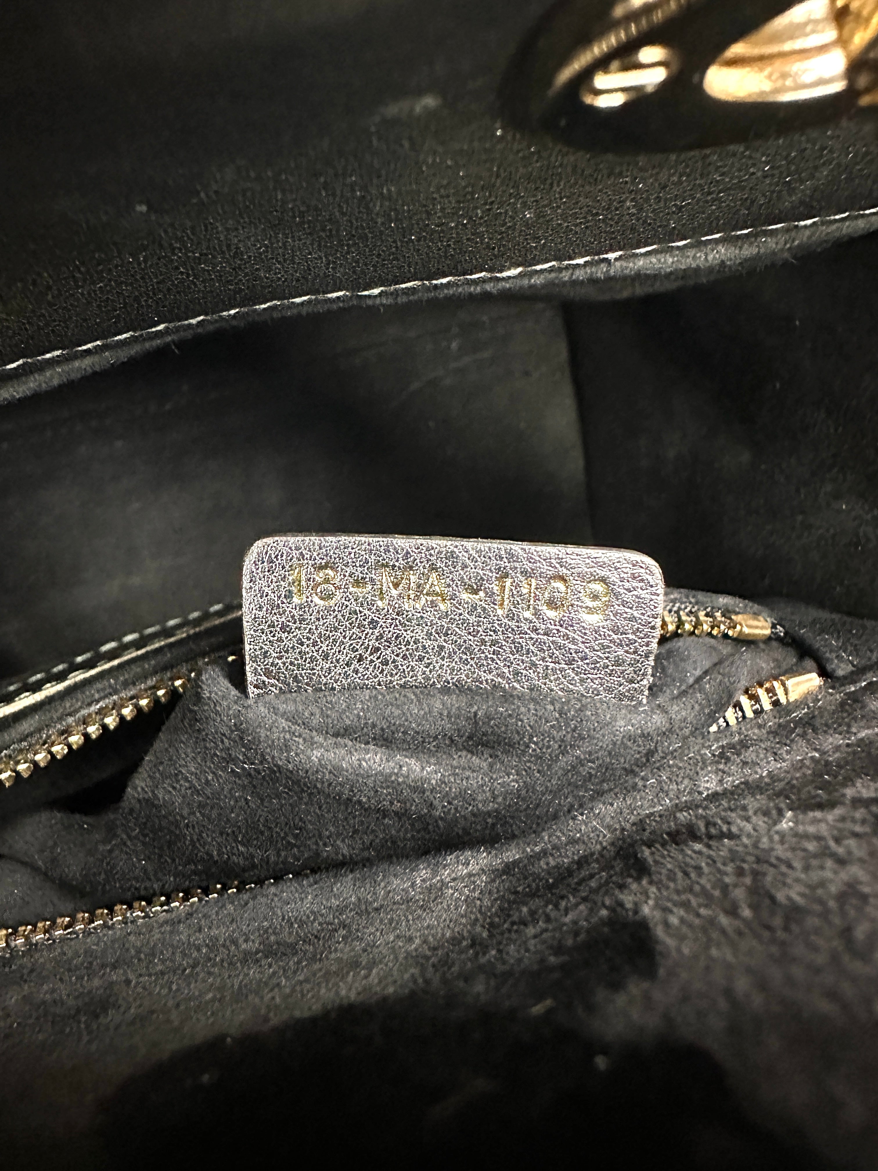 Christian Dior Lady Dior Metallic Grey Cannage Leather Handle Bag With Gold Charms DR664