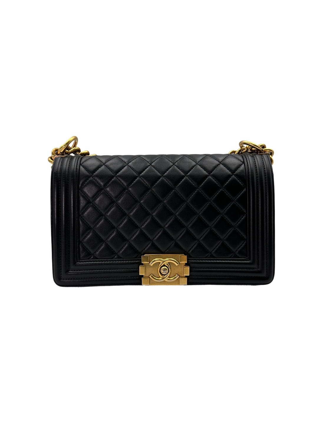 Chanel LeBoy Black Quilted Leather Flap Bag With Gold Buckle(21***13) CC1718