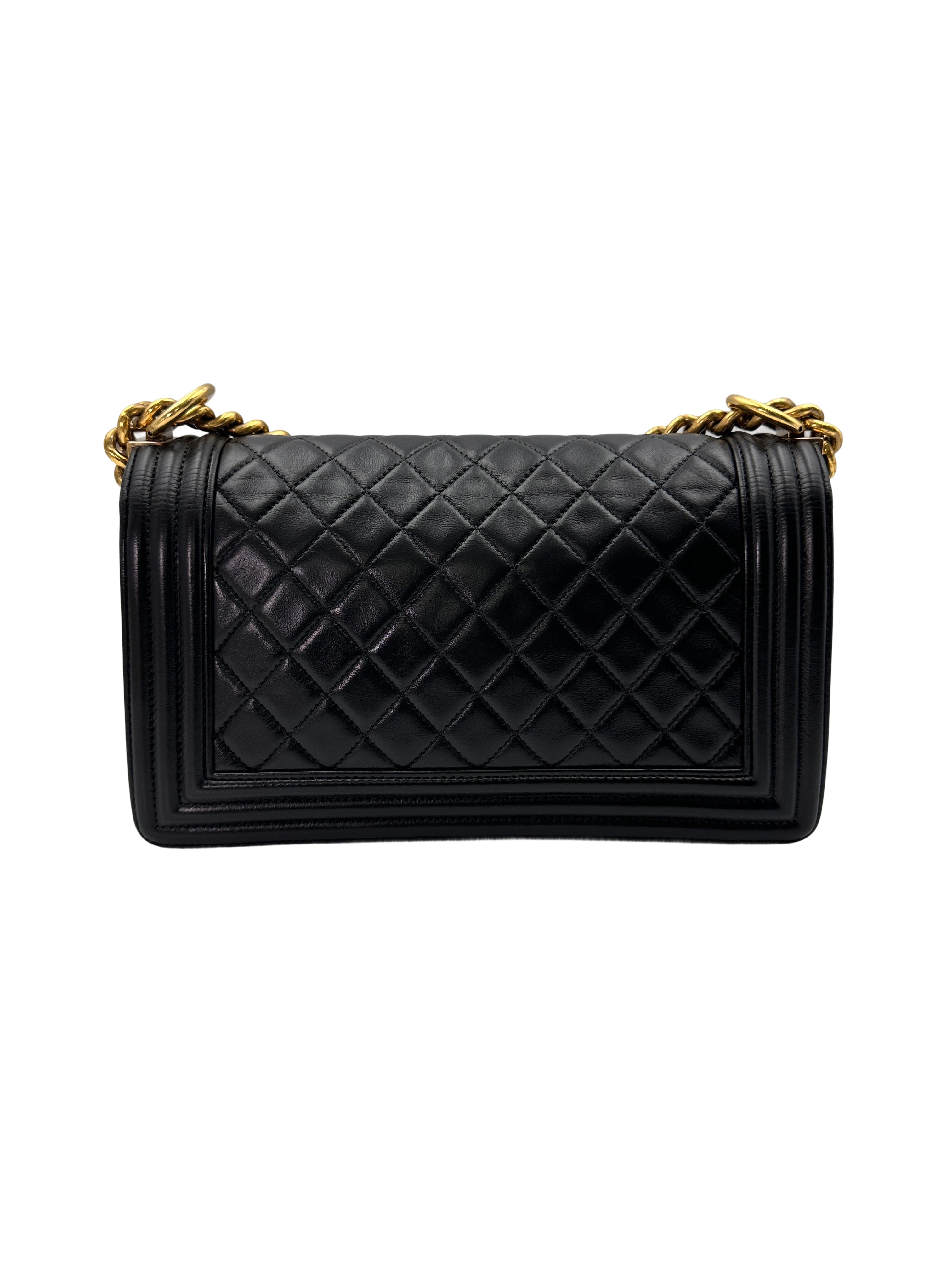 Chanel LeBoy Black Quilted Leather Flap Bag With Gold Buckle(21***13) CC1718
