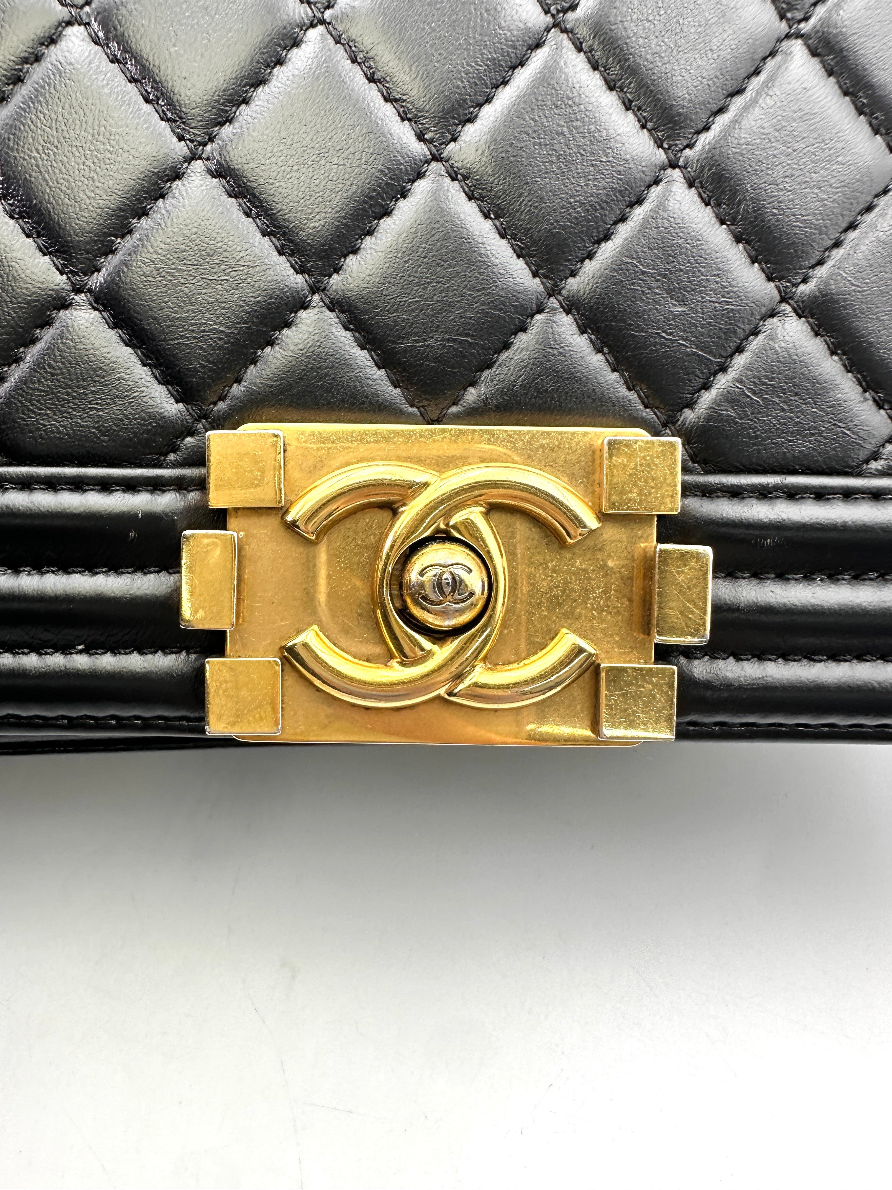 Chanel LeBoy Black Quilted Leather Flap Bag With Gold Buckle(21***13) CC1718