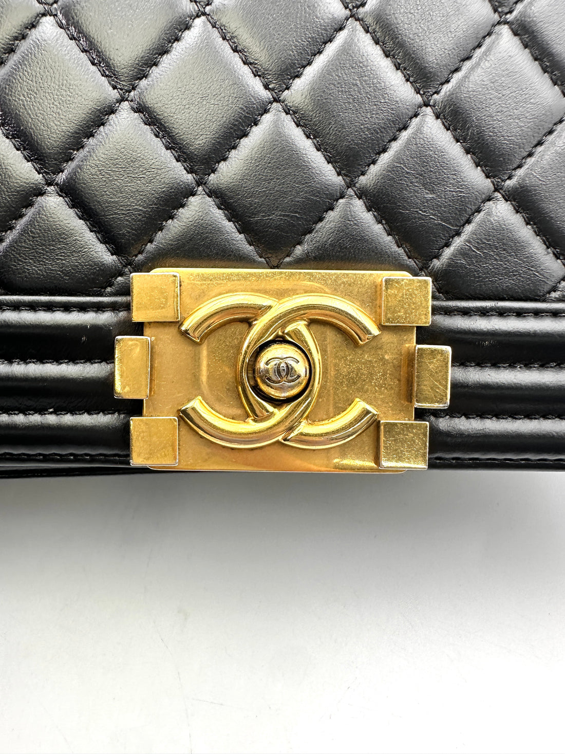 Chanel LeBoy Black Quilted Leather Flap Bag With Gold Buckle(21***13) CC1718