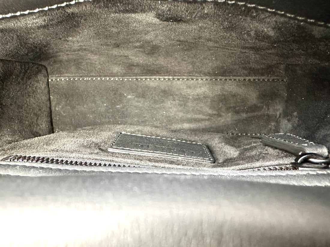 Christian Dior Lady Dior Black Ultramatte Cannage Leather Handle Bag With Tonal Charms DR656