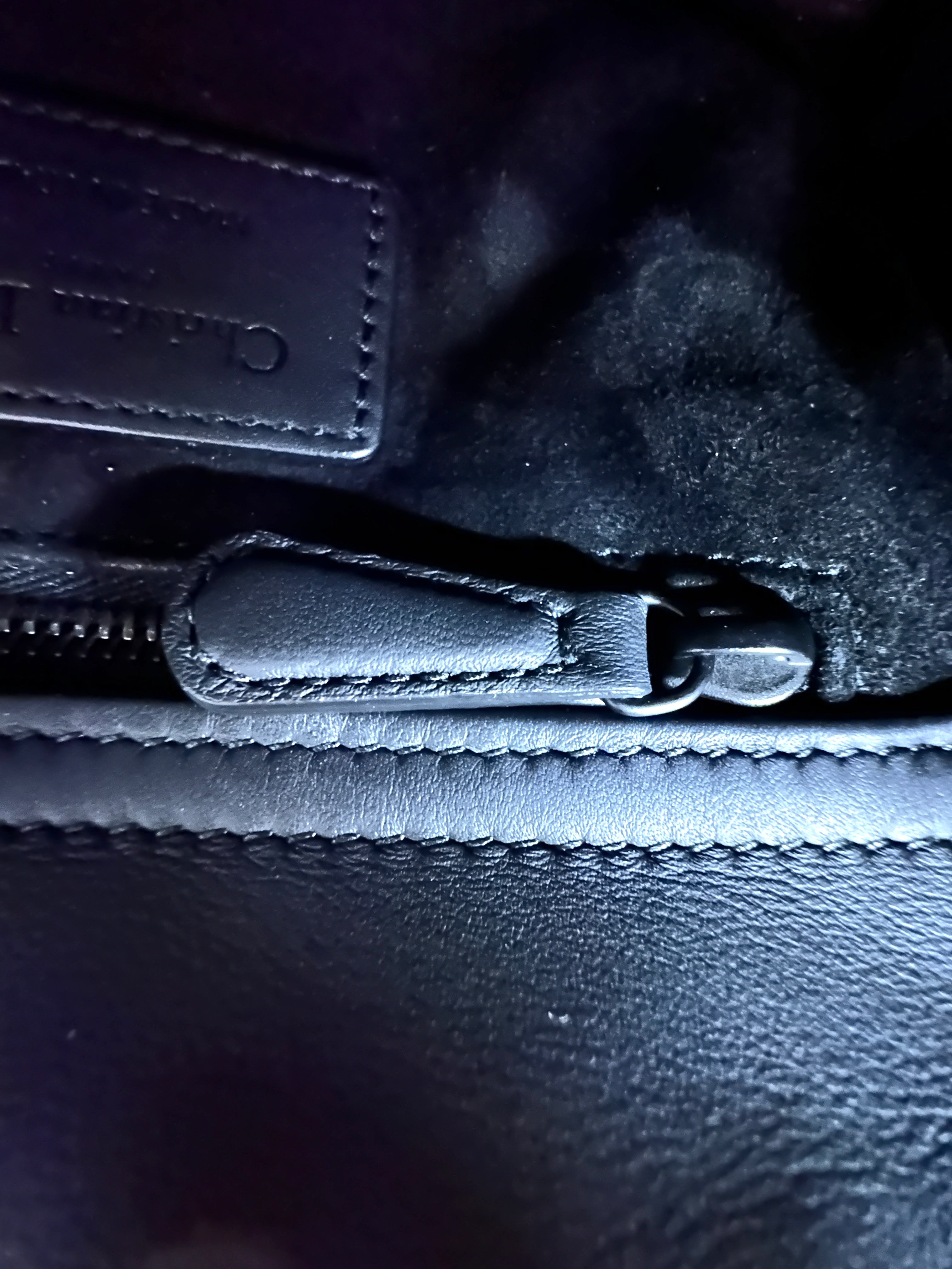 Christian Dior Lady Dior Black Ultramatte Cannage Leather Handle Bag With Tonal Charms DR656