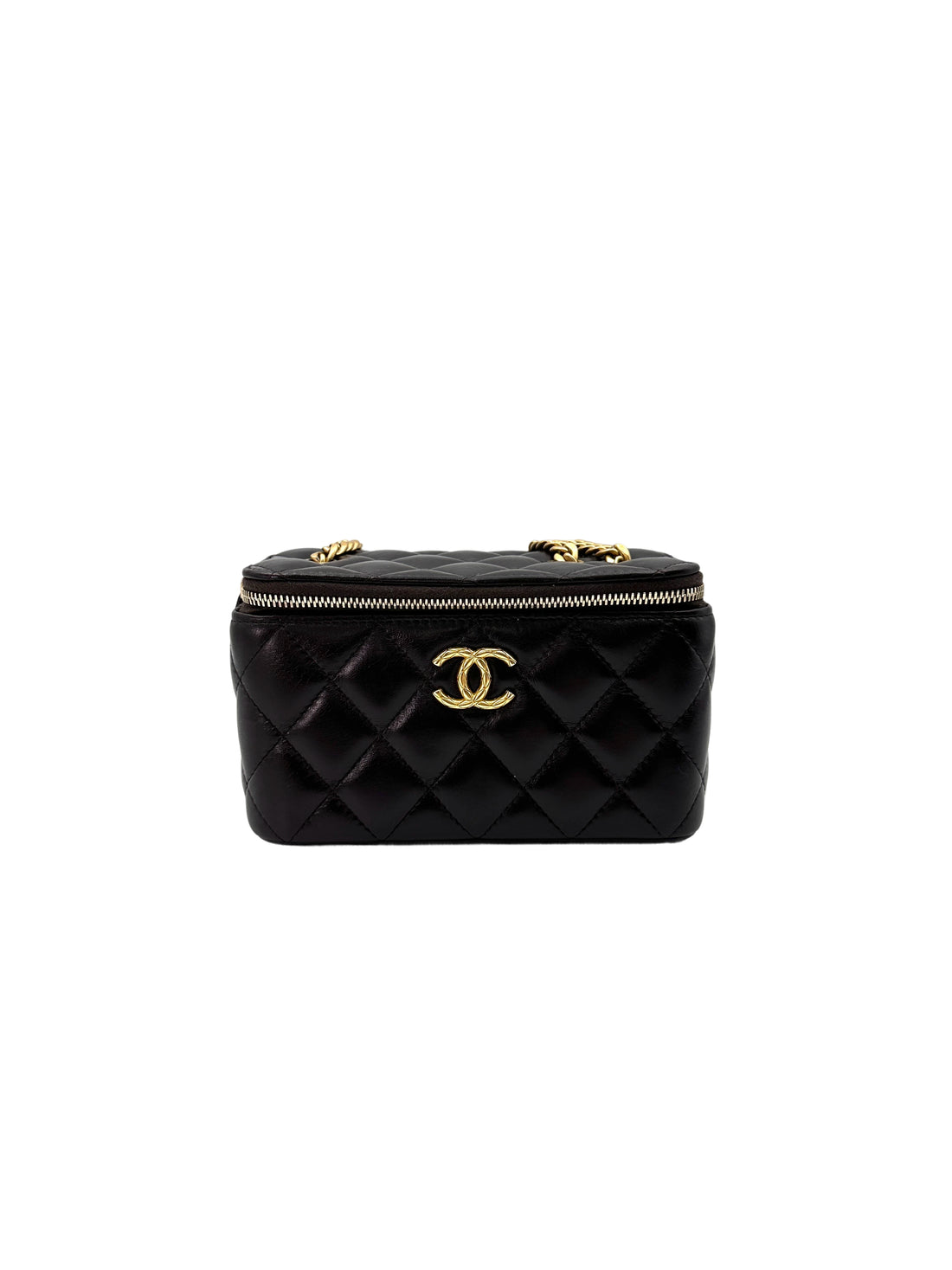 Chanel Purple Quilted Leather Vanity Case With Gold Hardware(PG***N4) CC1715