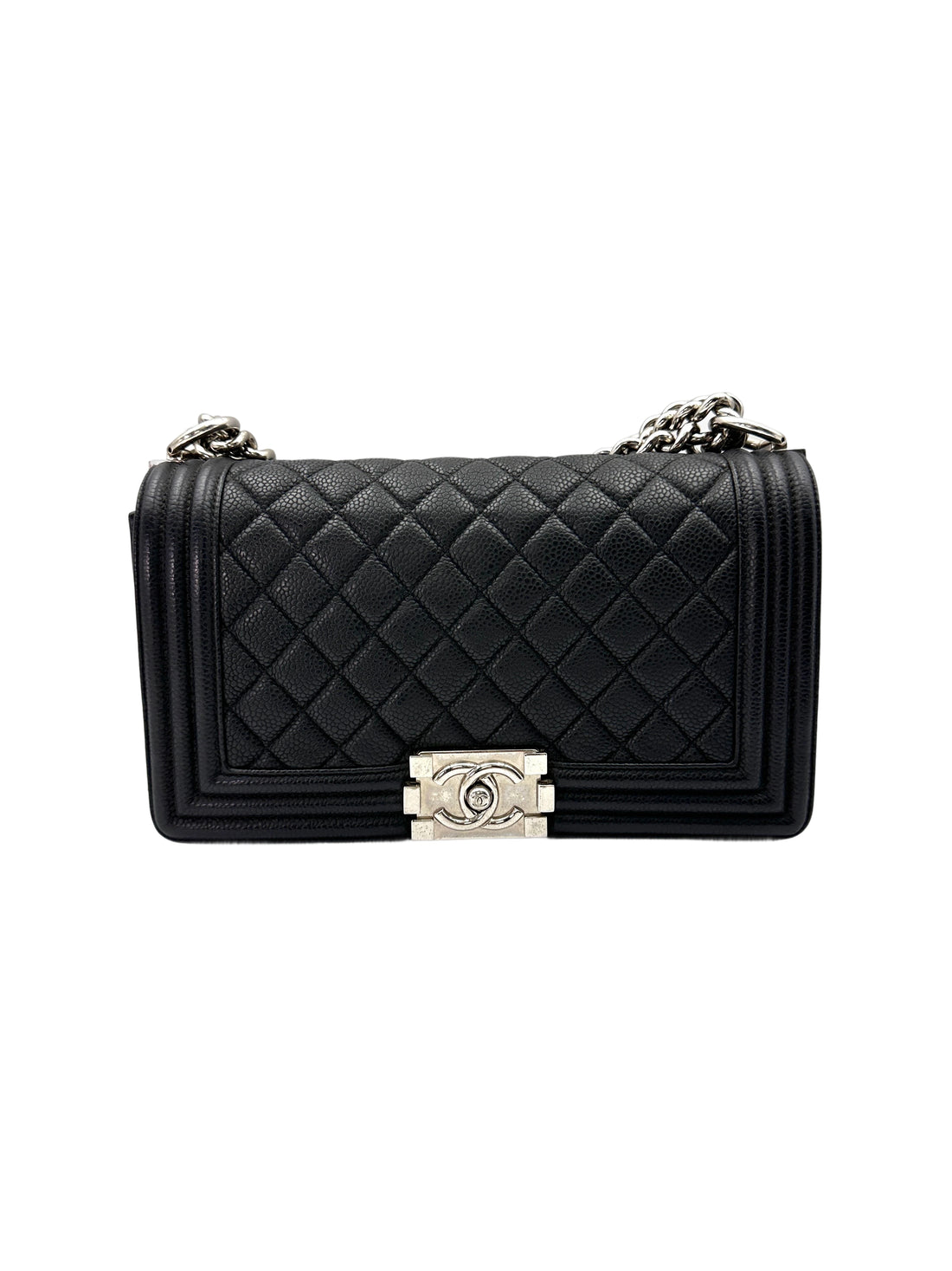 Chanel LeBoy Black Quilted Leather Flap Bag With Aged Silver Buckle(17***98) CC1719