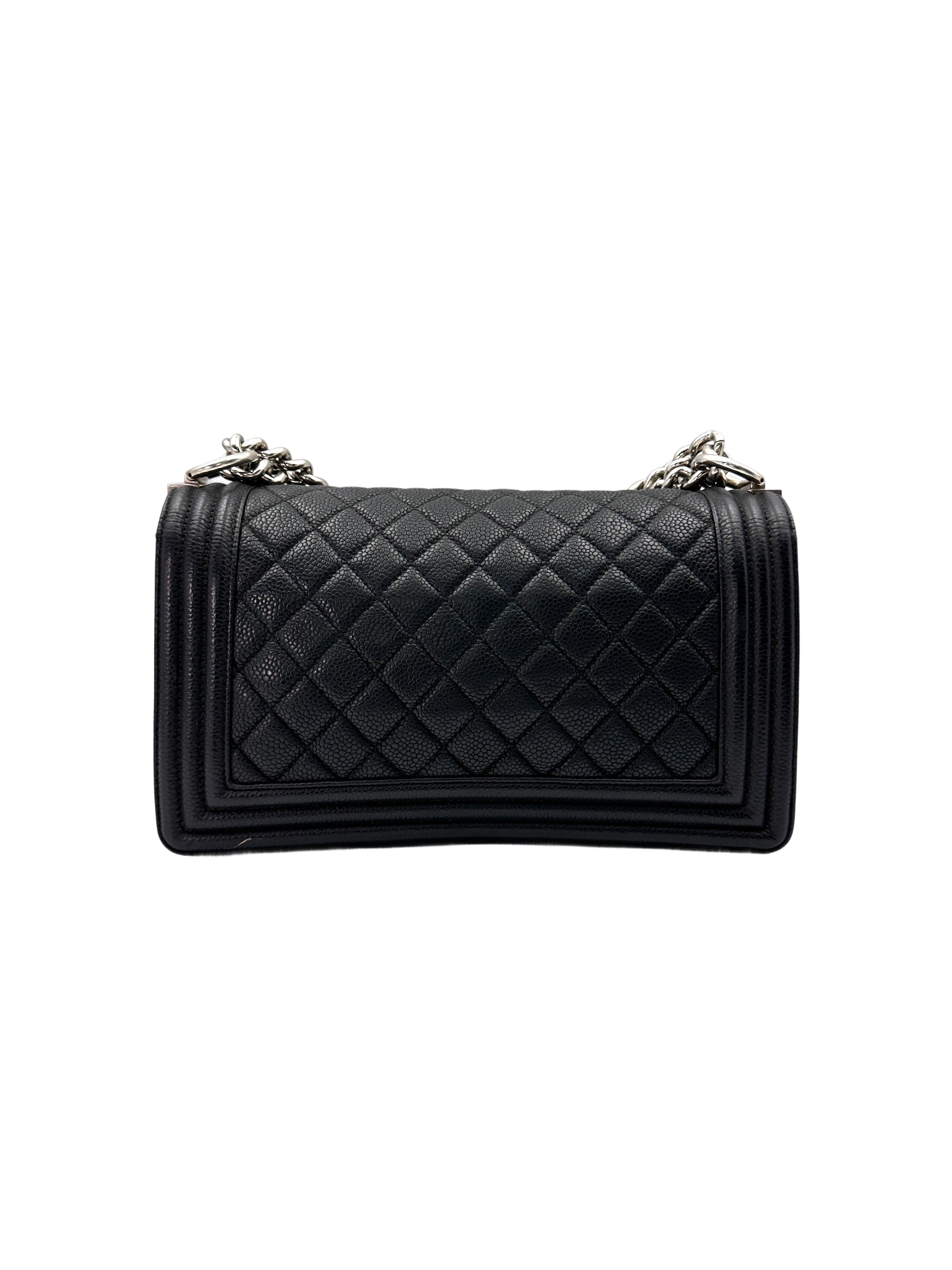Chanel LeBoy Black Quilted Leather Flap Bag With Aged Silver Buckle(17***98) CC1719