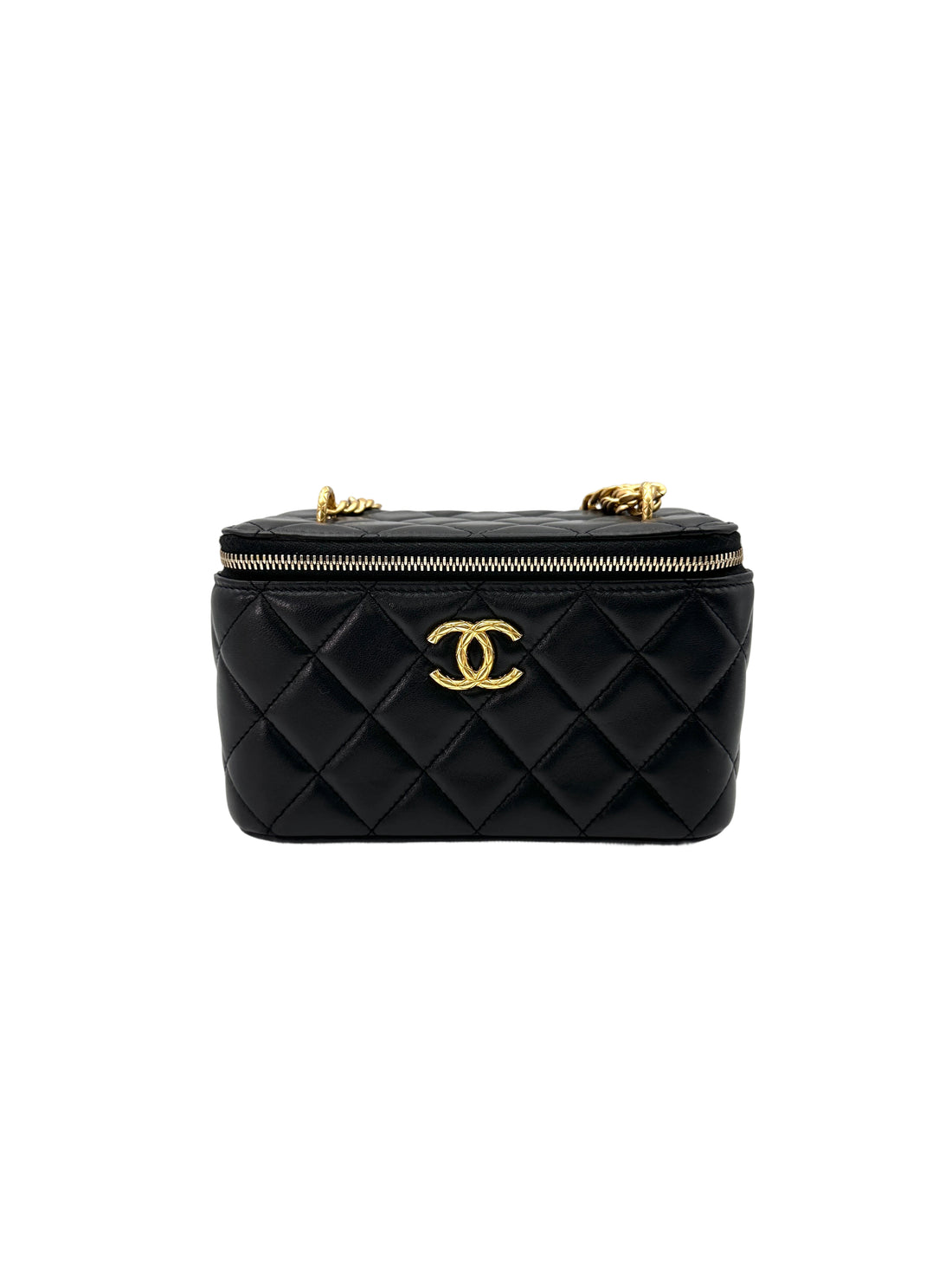 Chanel Black Quilted Lambskin Vanity Case With Gold Hardware(UA***61) CC1721
