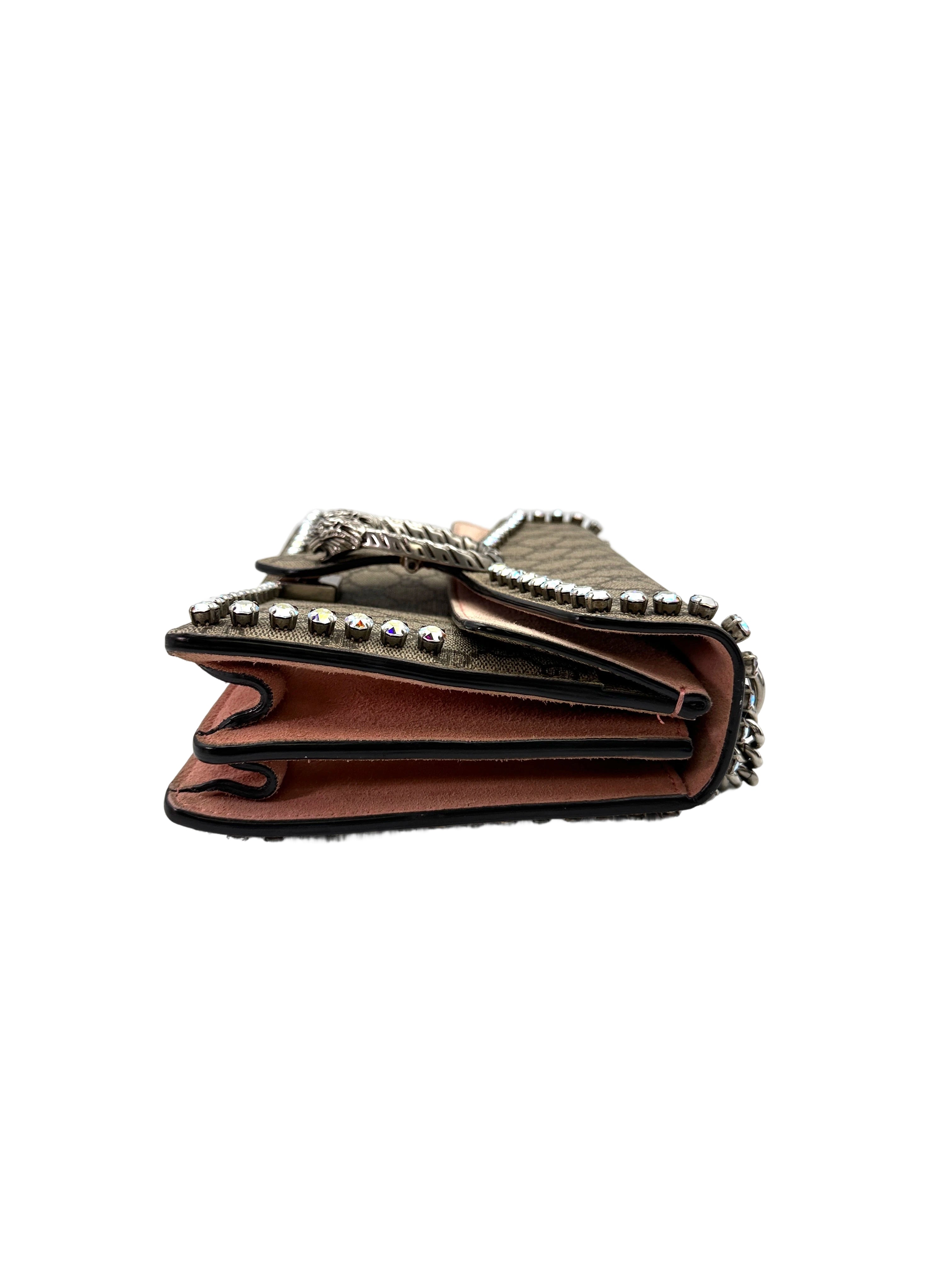 Gucci Dionysus GG Supreme Canvas Crystal Embellishments Shoulder Bag GG835