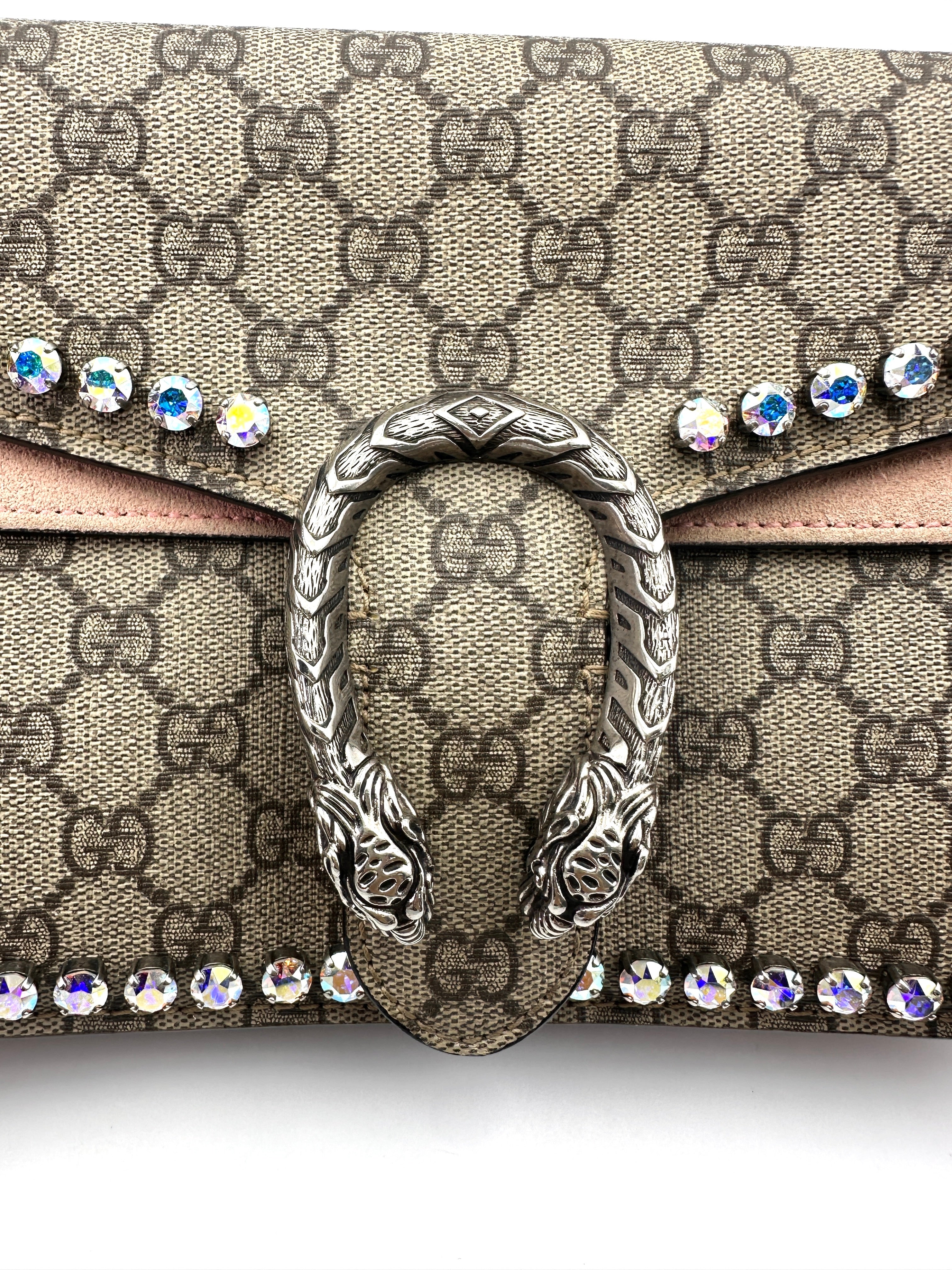 Gucci Dionysus GG Supreme Canvas Crystal Embellishments Shoulder Bag GG835