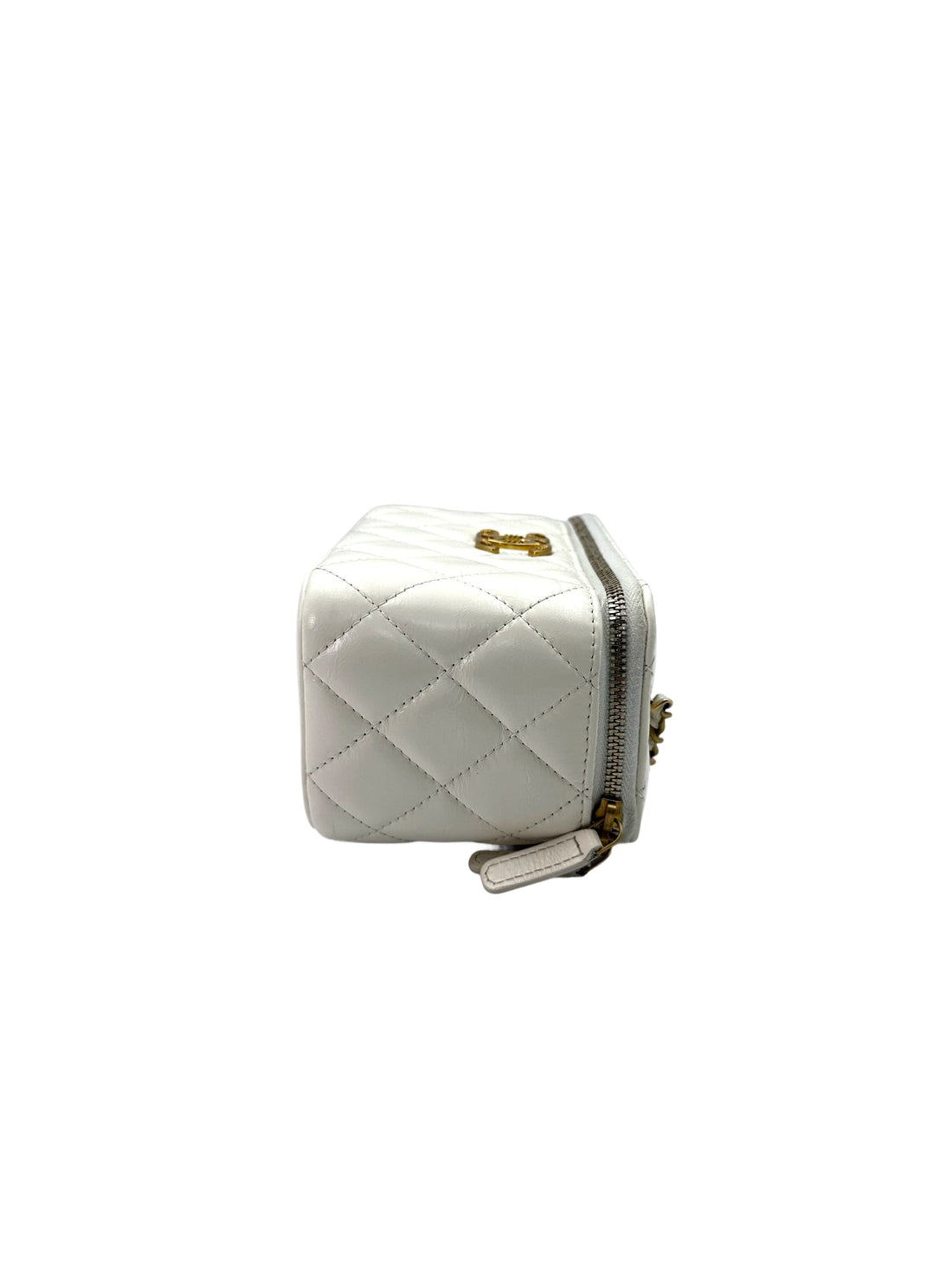 Chanel White Quilted Calfskin Vanity Case With Gold Hardware(E1***U2) CC1723