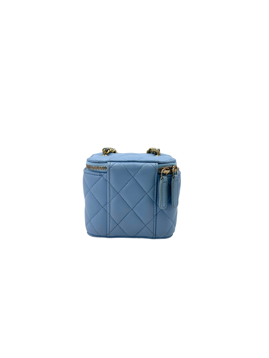 Chanel 22S Blue Quited Lambskin Vanity Case With Gold Hardware(31***39) CC1722